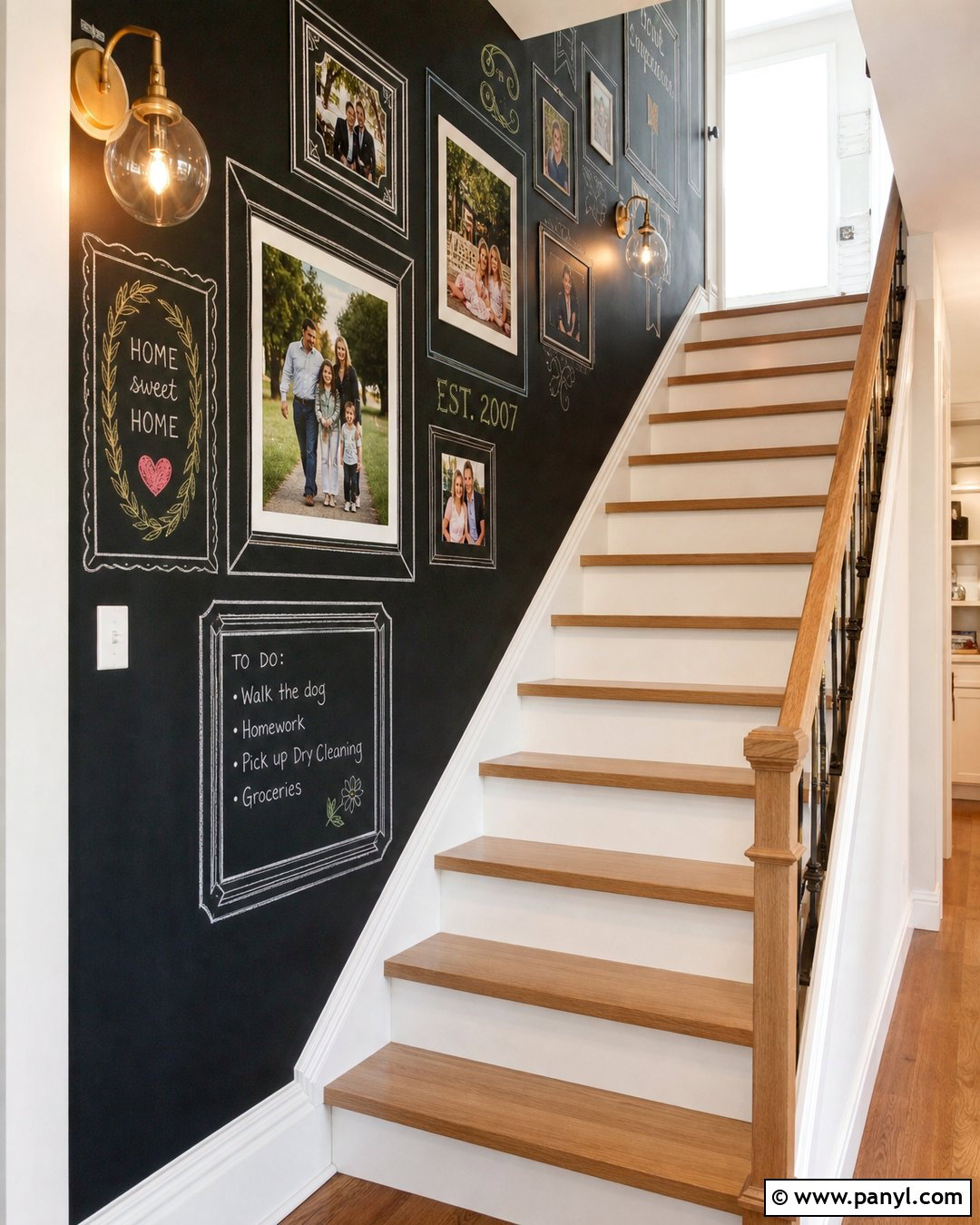 Stairway Chalkboard Wall - 20 Chalkboard Painted Wall Ideas