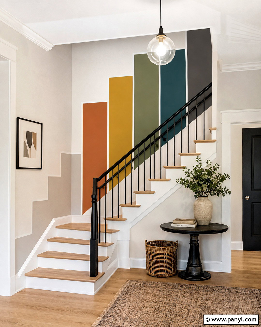 Stairway Paint Swatch Wall - 20 paint swatches wall ideas