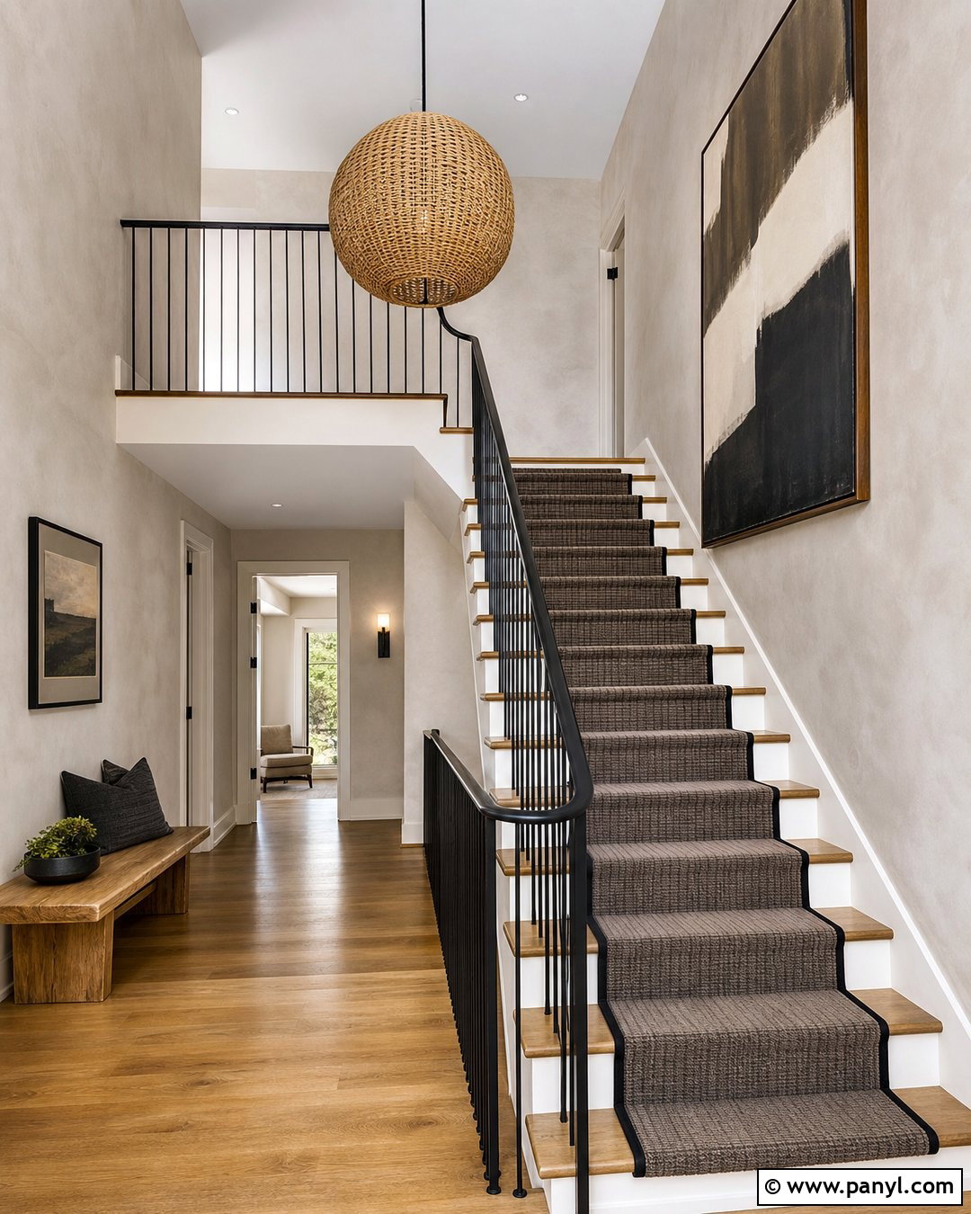 Stairwell With Cream Limewash Walls - 30 cream limewash walls