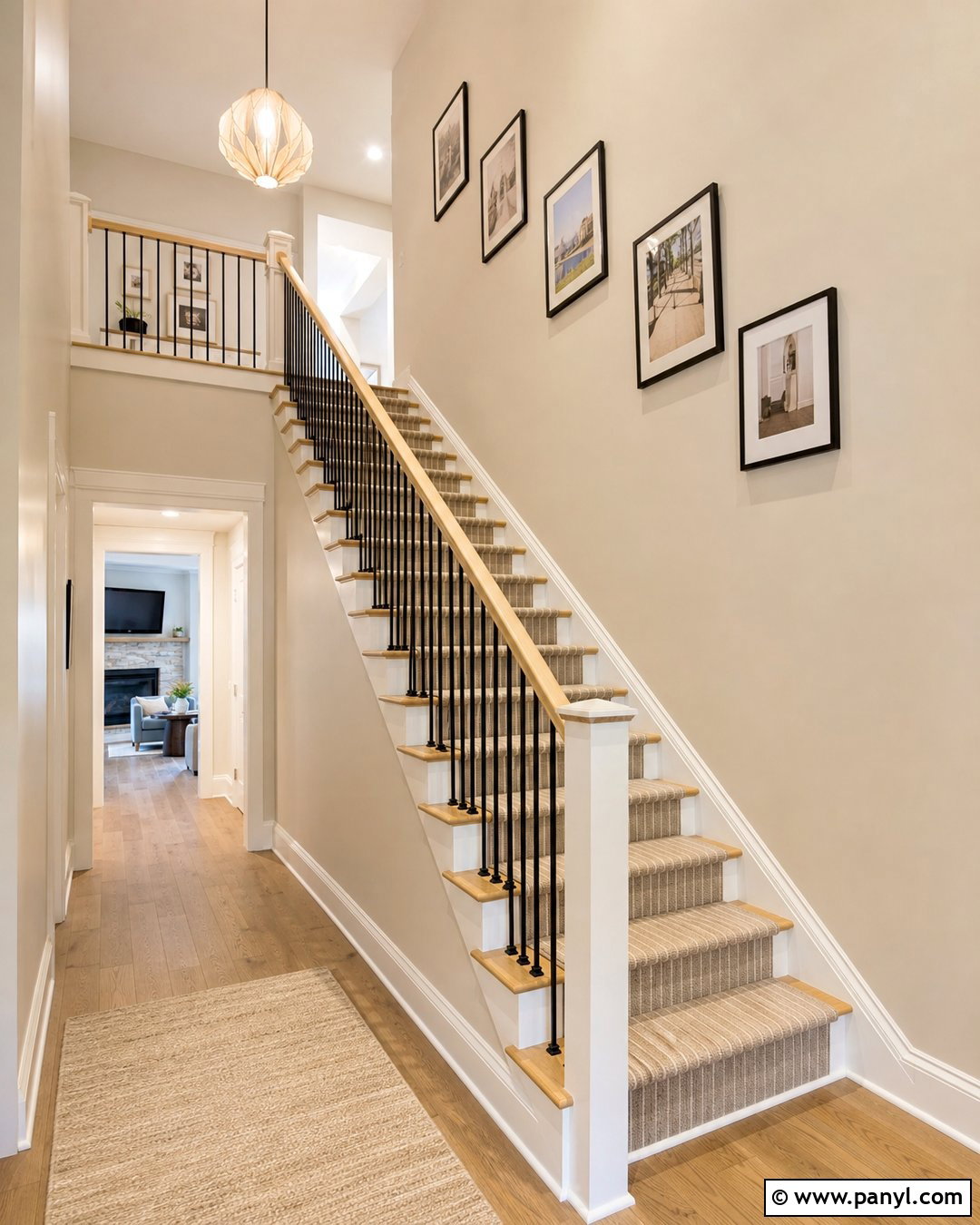 Stairwell With Vanilla Latte Walls - 50 Vanilla Latte Color Wall Ideas