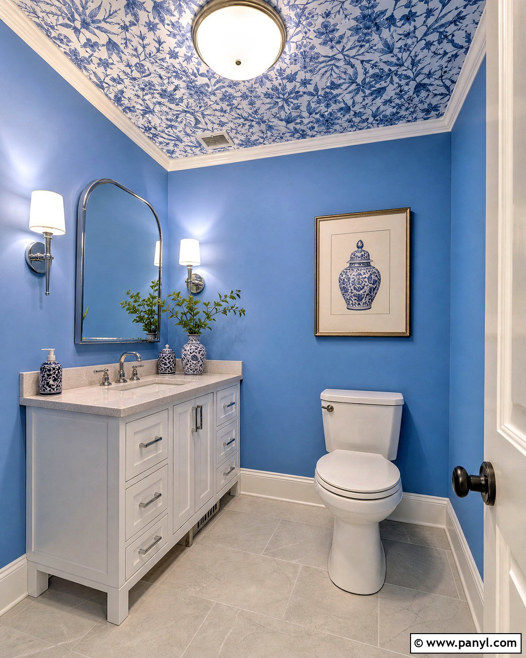 Statement Ceiling Half Bathroom - 20 half bathroom inspiration ideas