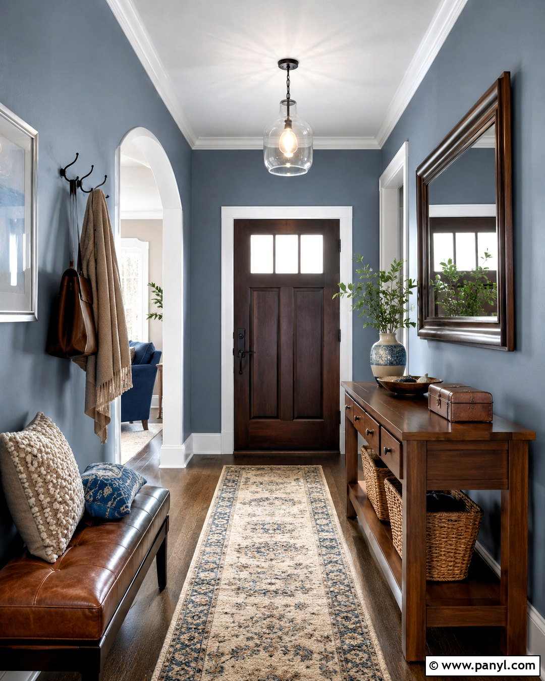 Steel Blue And Chestnut Brown Entryway - 20 brown and blue color palette ideas