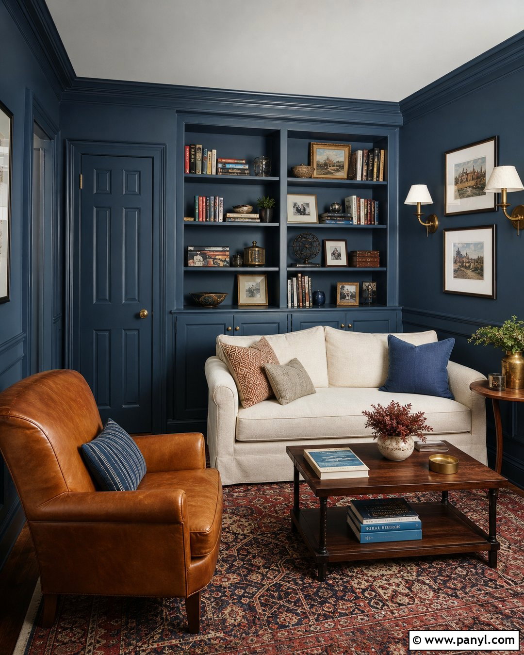 Steel Blue Color Drenched Room - 20 Steel Blue Wall Ideas