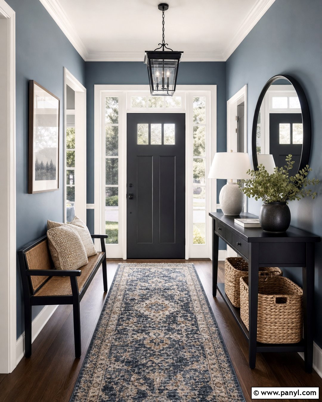 Steel Blue Entryway With Black Accents - 20 Steel Blue Wall Ideas