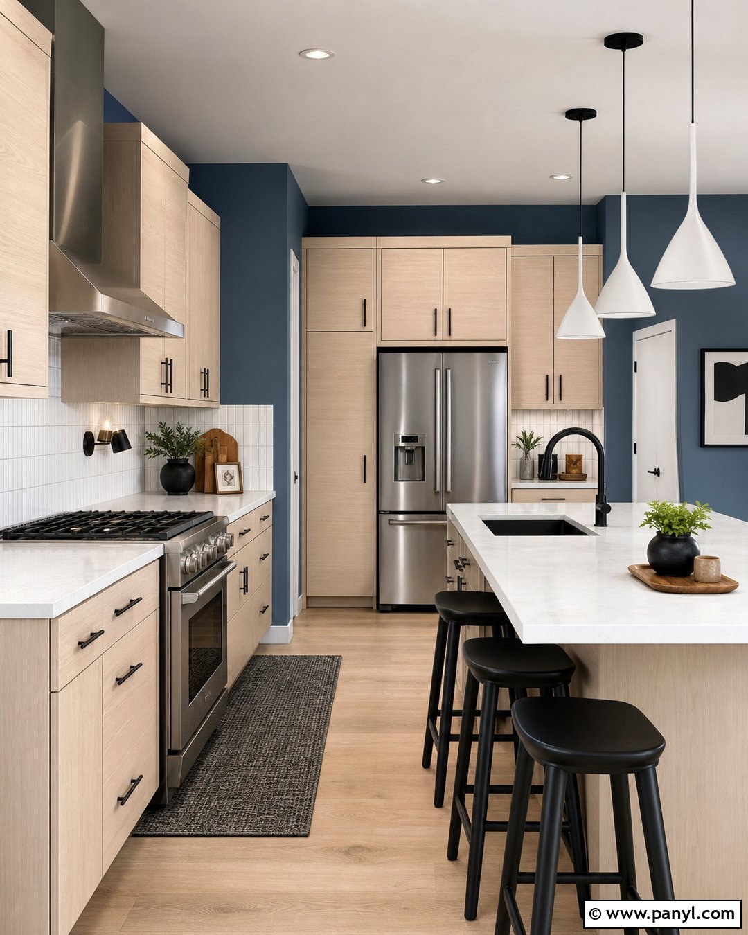 Steel Blue Kitchen Walls With Stainless Steel Appliances - 45 blue kitchen walls