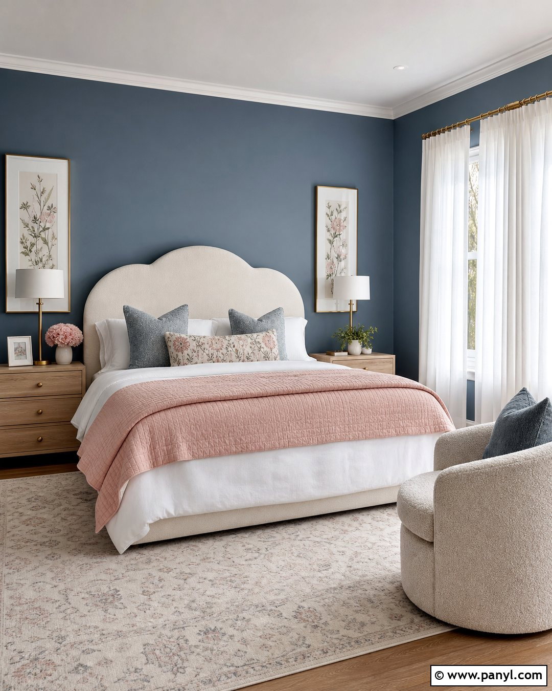 Steel Blue Walls With Blush Pink - 20 Steel Blue Wall Ideas