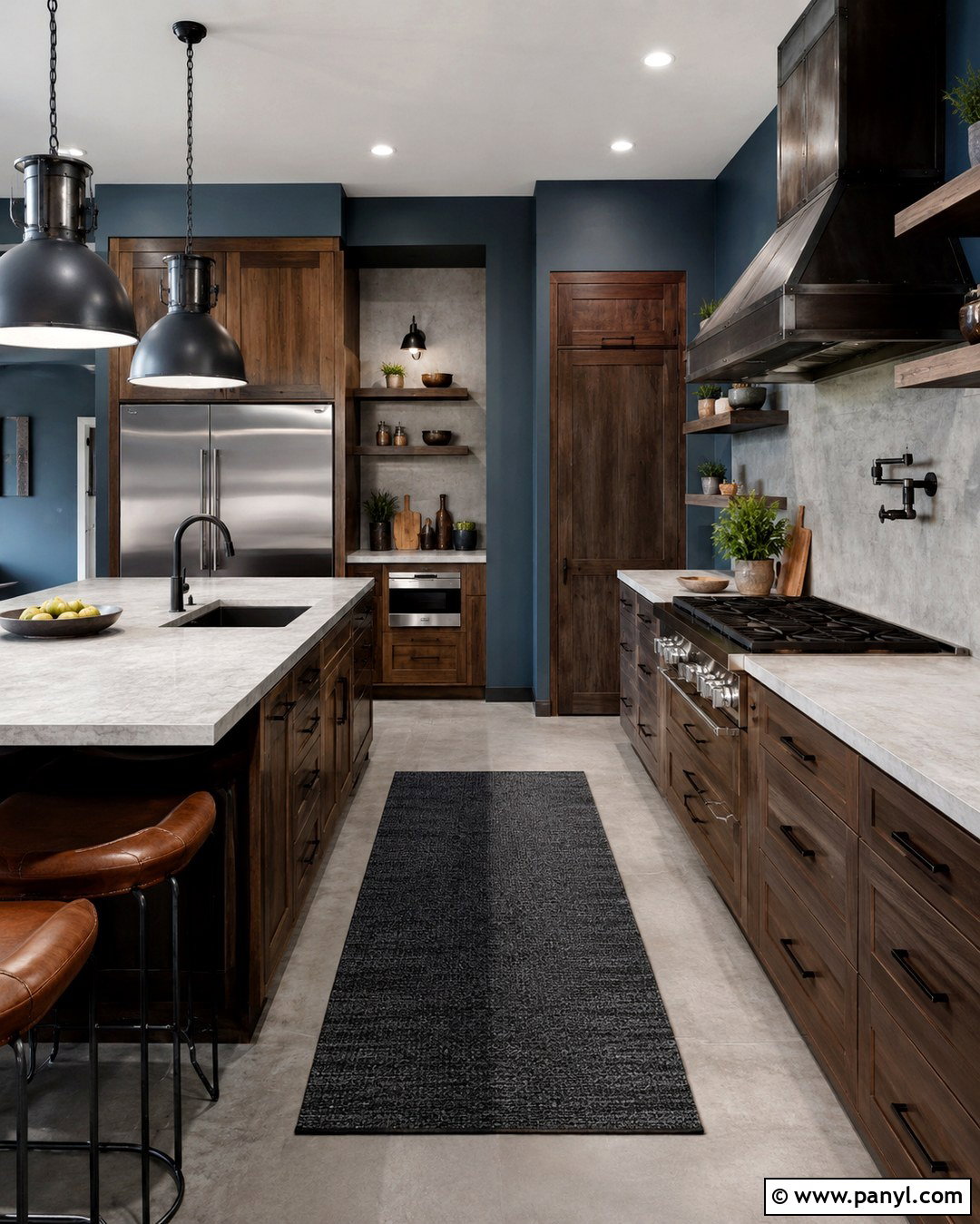 Steel Blue Walls With Dark Oak Cabinets - 20 Blue Walls Oak Cabinets