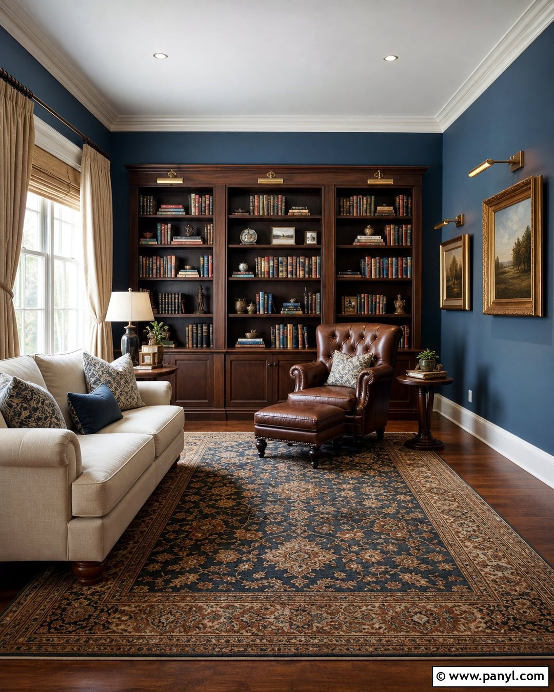 Steel Blue Walls With Dark Wood - 20 Steel Blue Wall Ideas