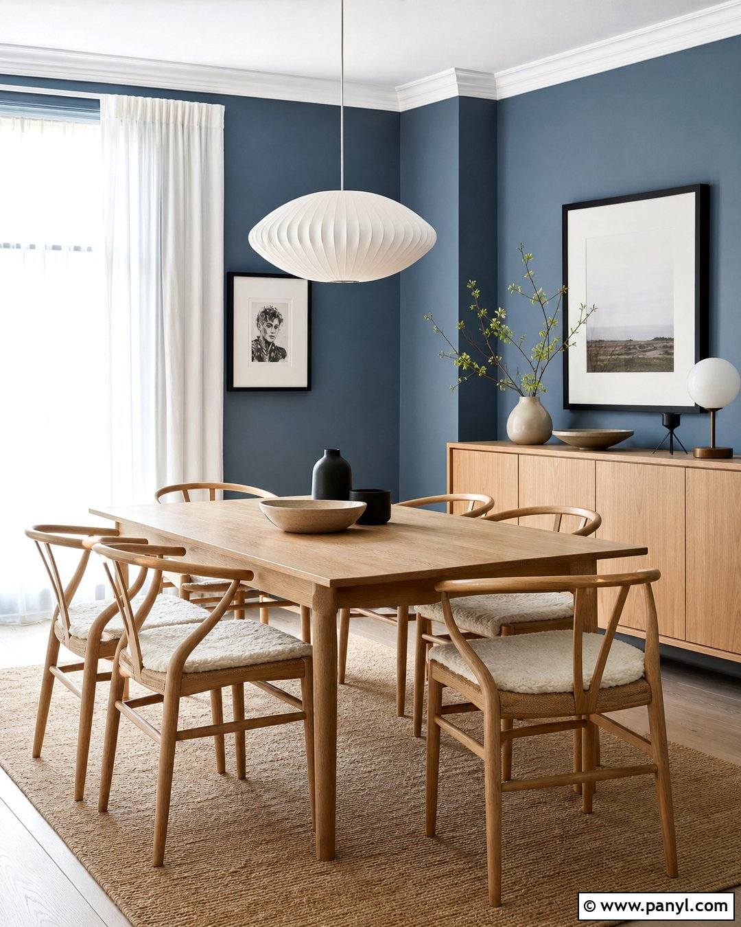 Steel Blue Walls With Light Oak - 20 Steel Blue Wall Ideas