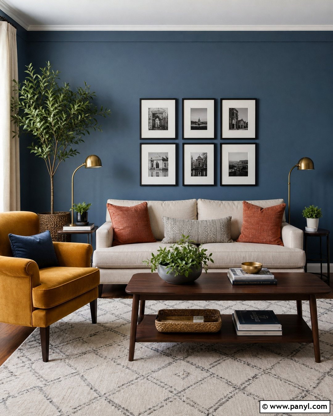 Steel Blue Walls With Mustard Yellow - 20 Steel Blue Wall Ideas