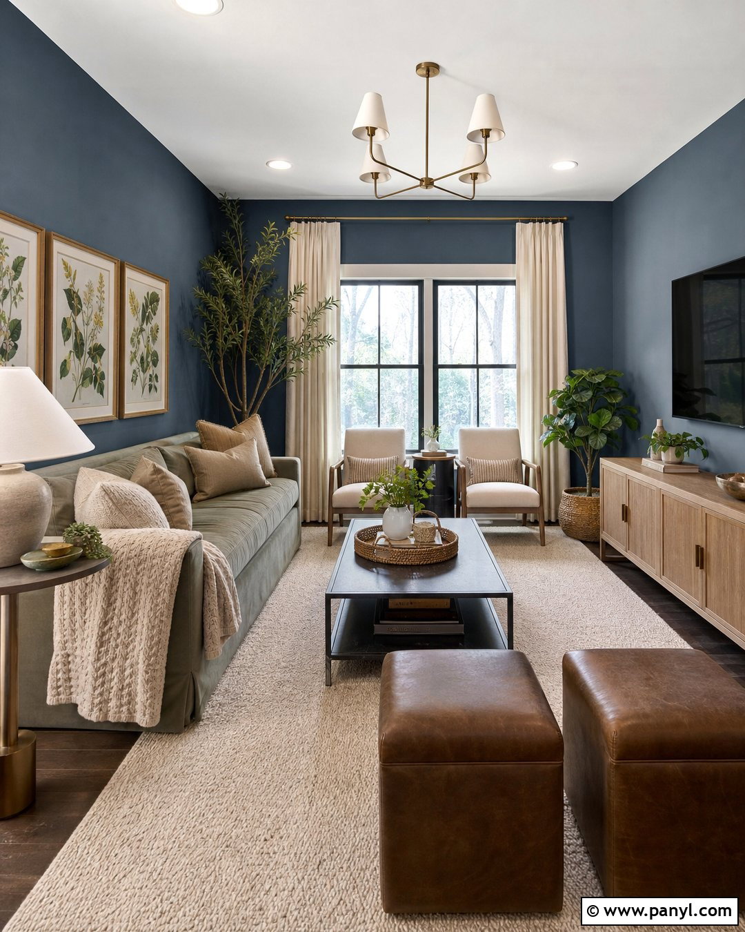 Steel Blue Walls With Sage Green - 20 Steel Blue Wall Ideas