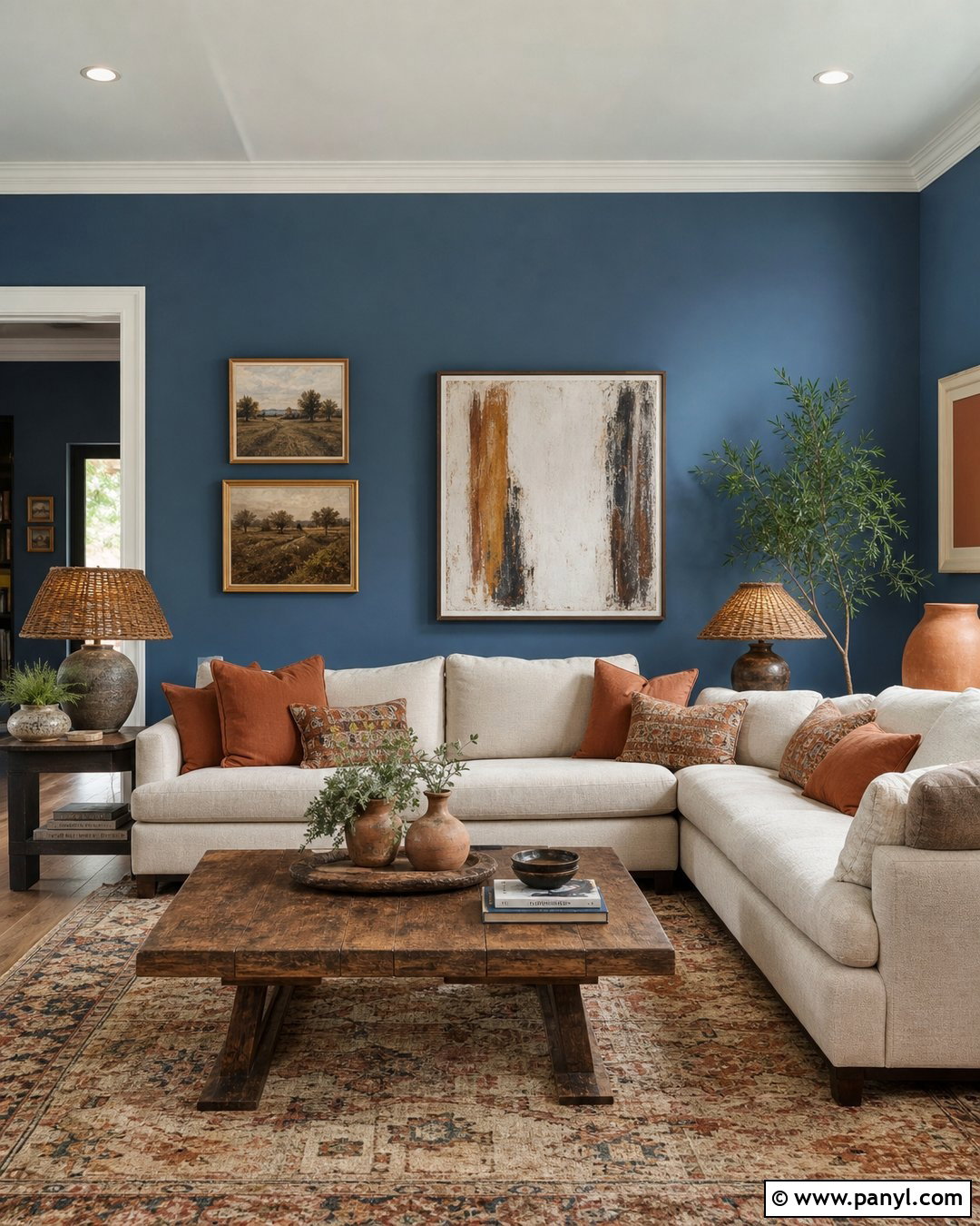 Steel Blue Walls With Terracotta - 20 Steel Blue Wall Ideas
