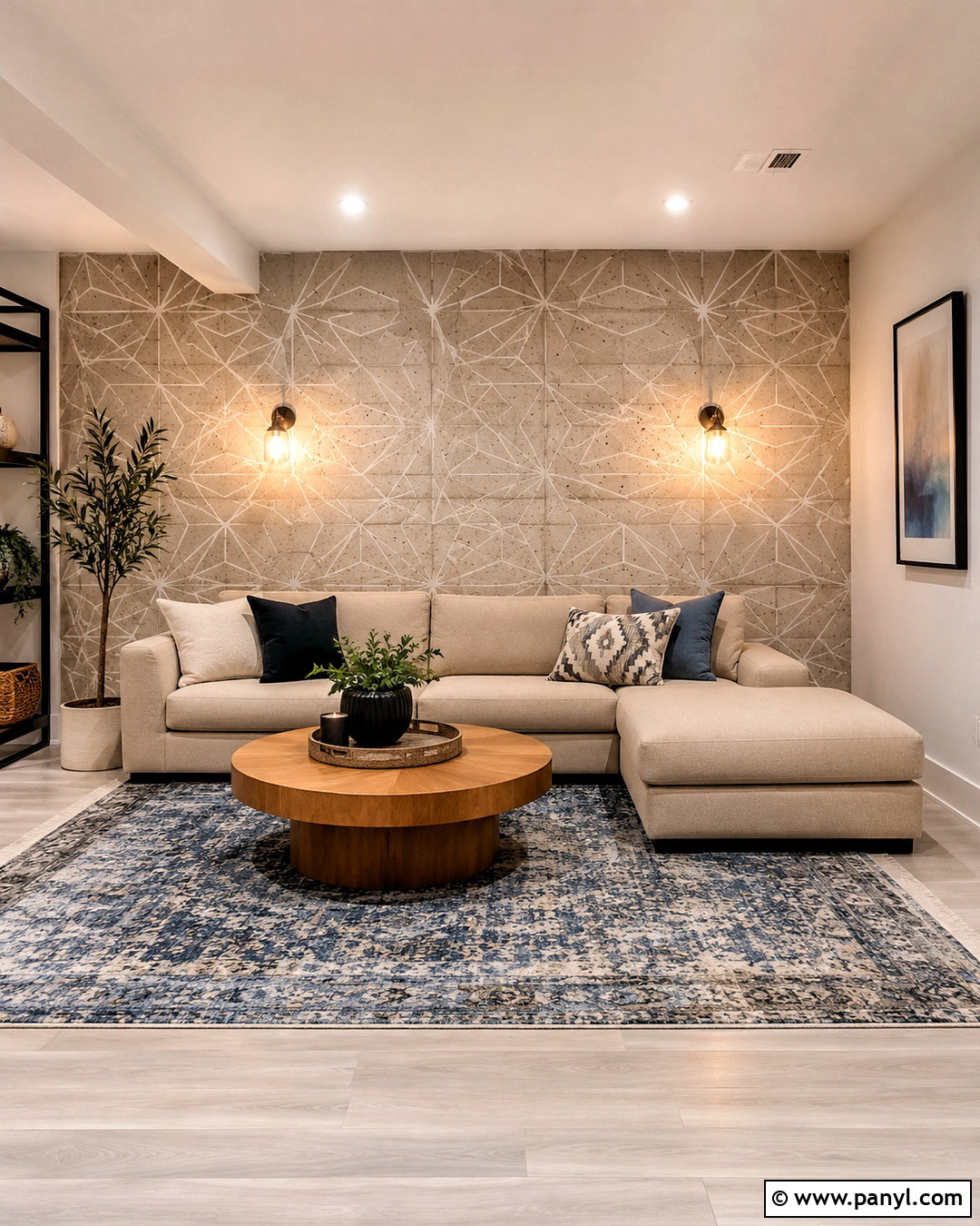 Stenciled Basement Concrete Walls - 20 cheap basement wall ideas