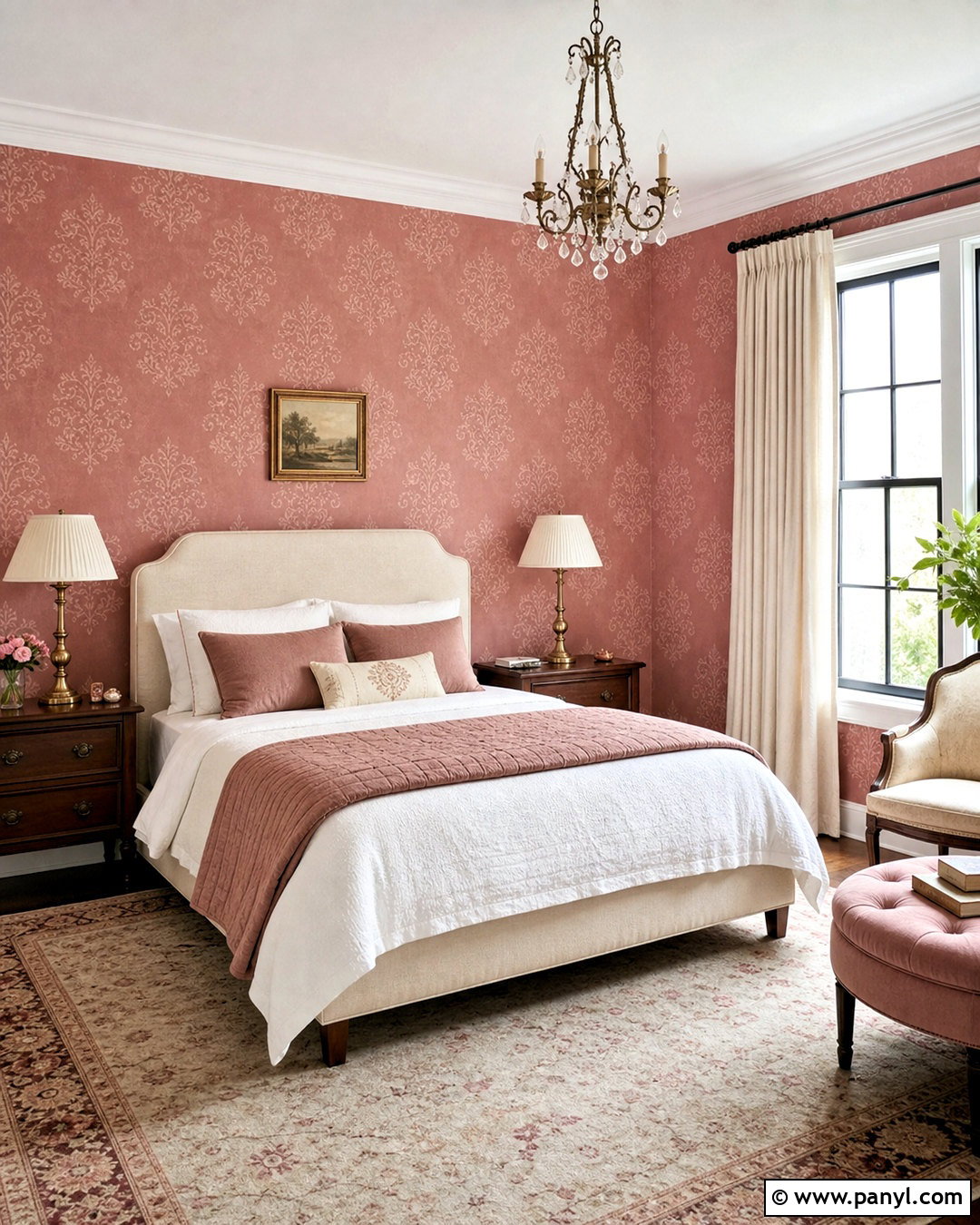 Stenciled Damask Bedroom Walls - 20 faux painting walls