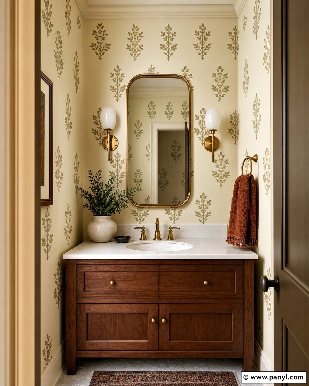 Stenciled Powder Room Walls - 20 room wall painting ideas
