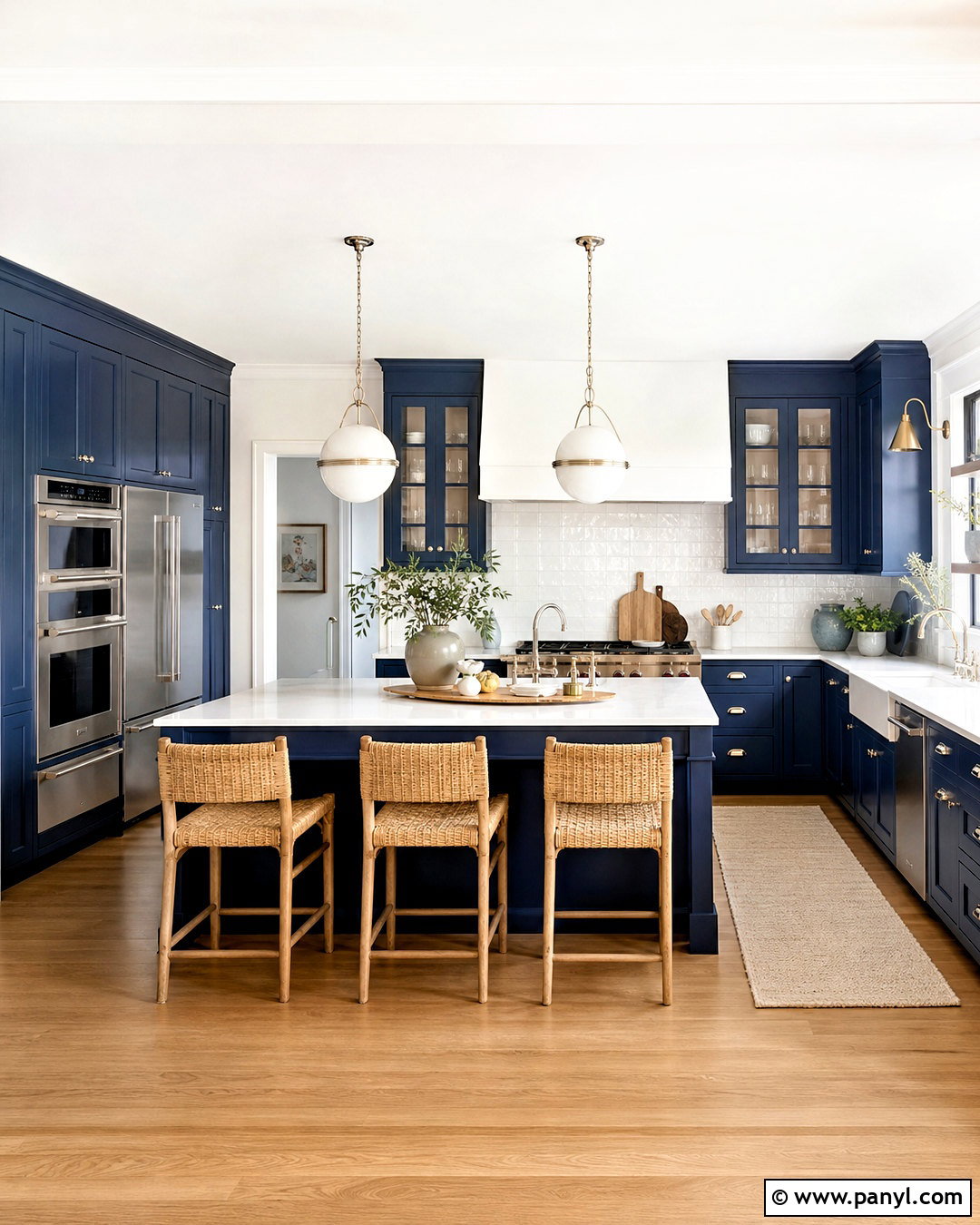 Stiffkey Blue And All White Kitchen - 20 farrow and ball colour schemes
