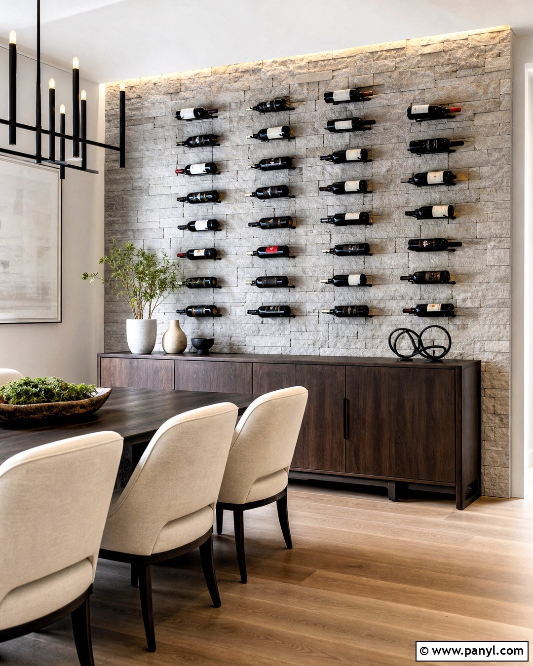 Stone Accent Wine Wall - 20 wine display wall ideas
