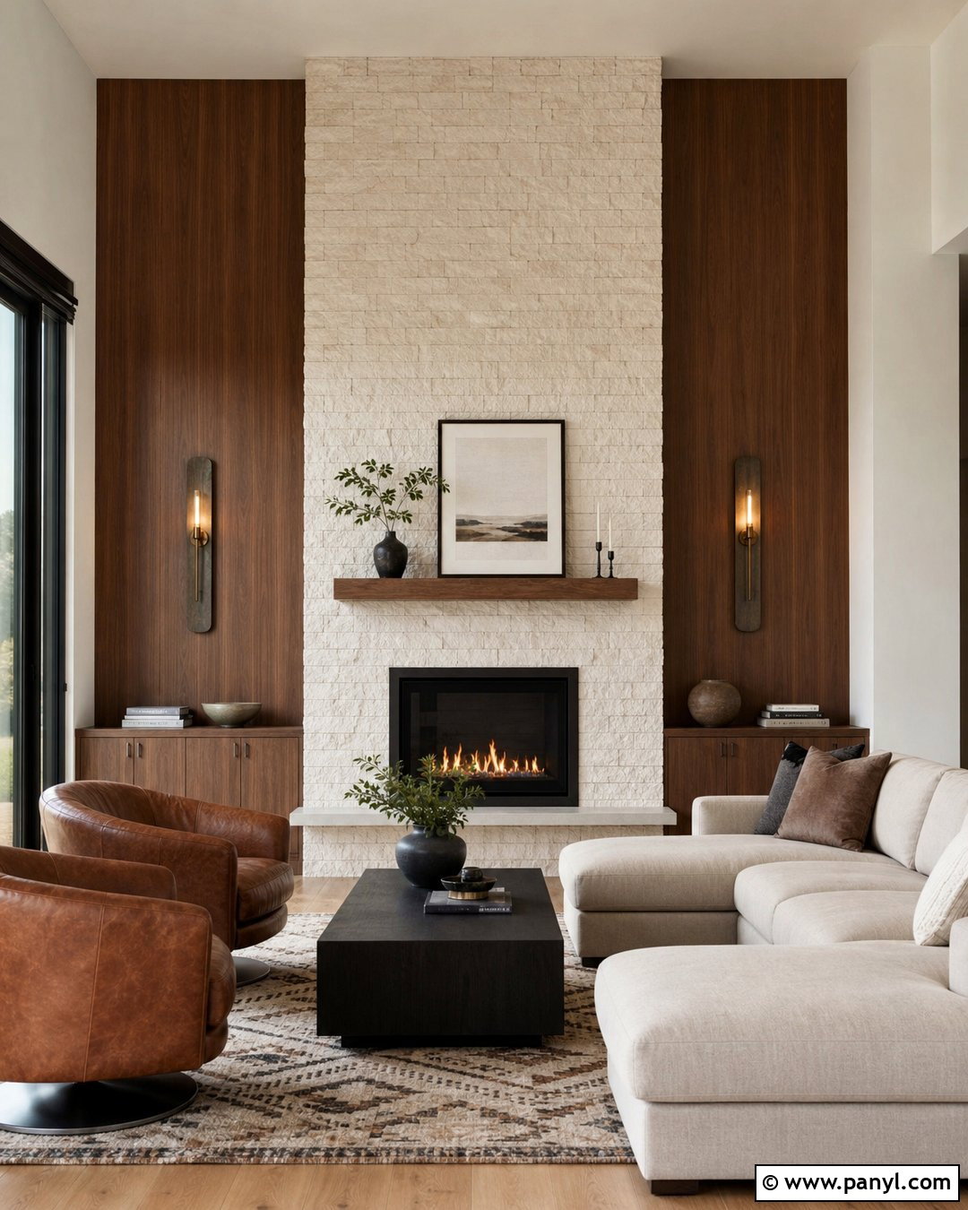 Stone And Wood Fireplace Accent Wall - 25 Accent Wall Above Fireplace Ideas