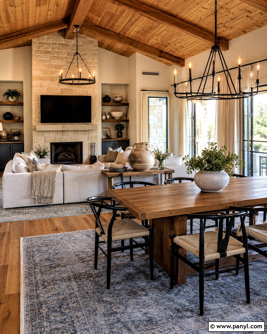 Stone Beige Wall Color With Pine Ceiling - 20 Wall Color With Pine Ceiling Ideas