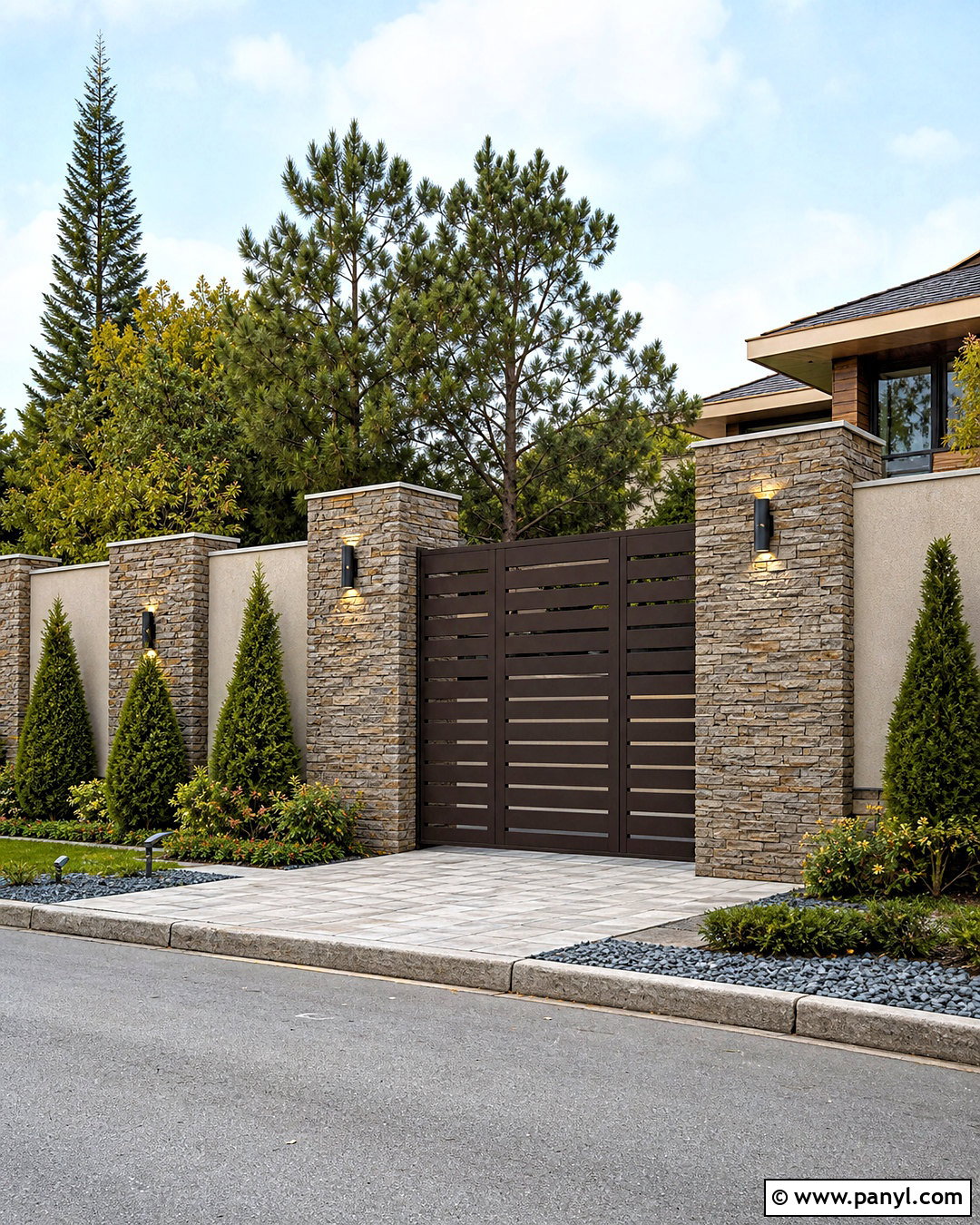 Stone Cladding Compound Wall - 20 simple compound wall design ideas