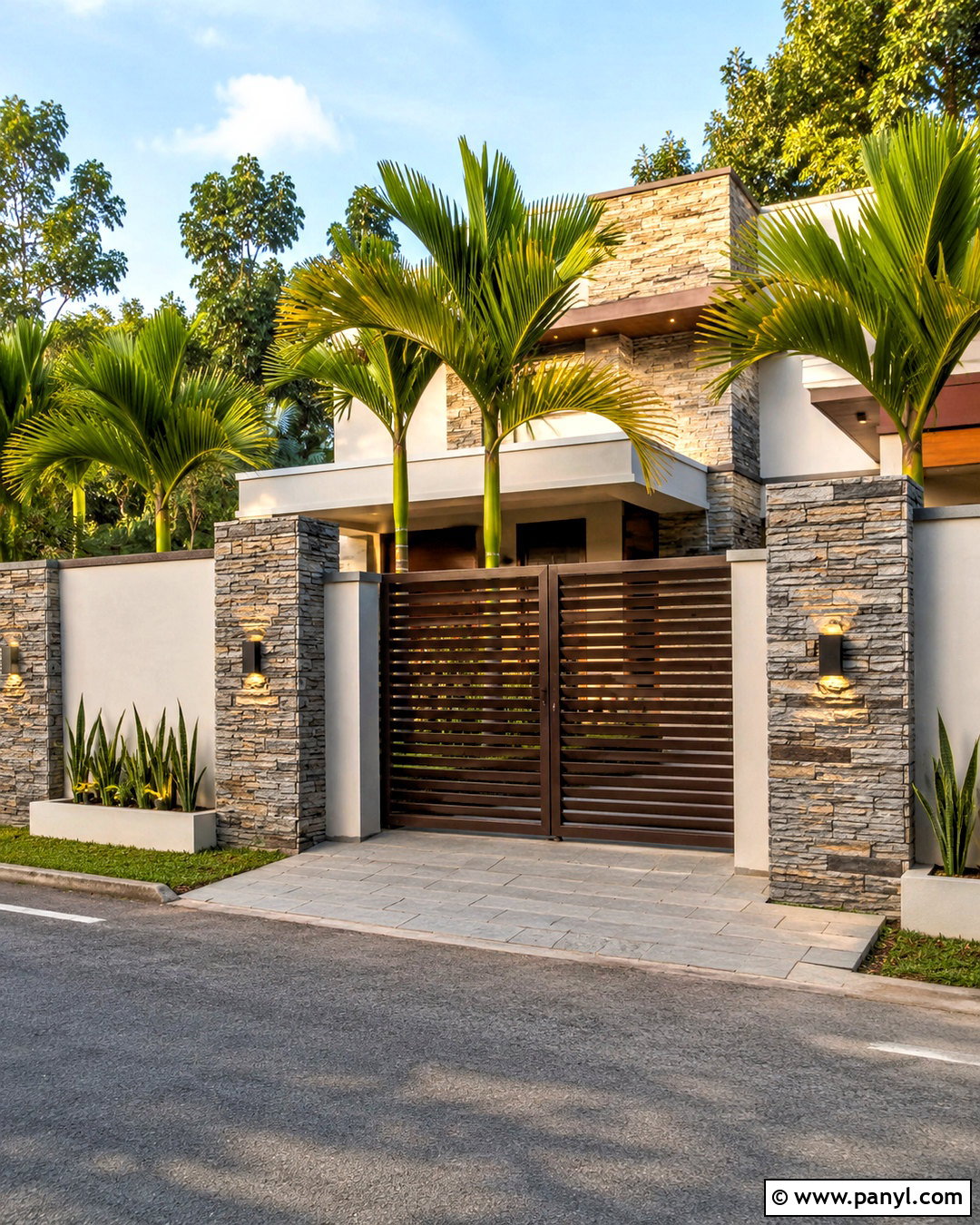 Stone Cladding Compound Wall - 20 compound wall design exterior indian simple ideas