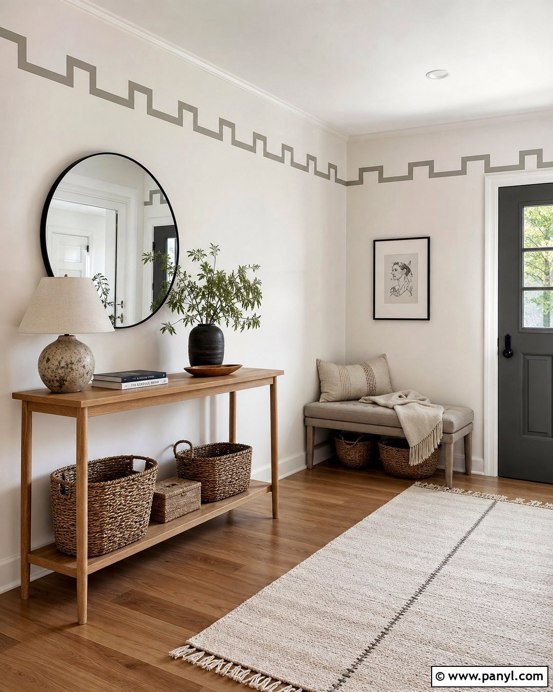 Stone Gray Geometric Wall Border - 20 Neutral Color Wall Border Ideas
