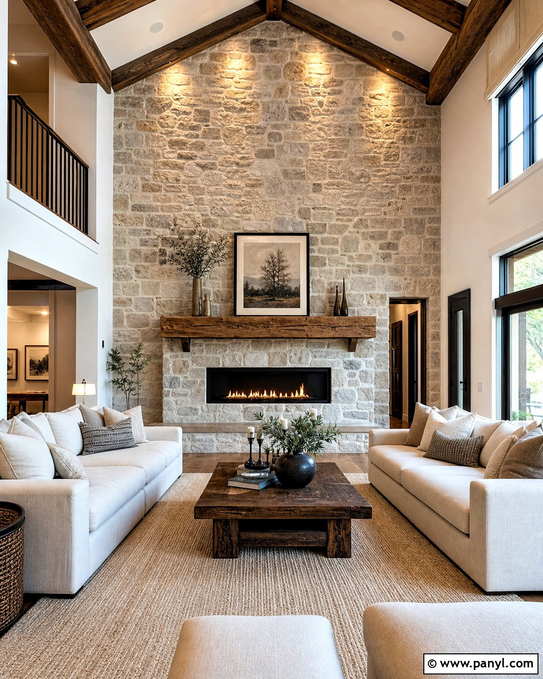 Stone High Ceiling Feature Wall - 20 high ceiling wall design ideas