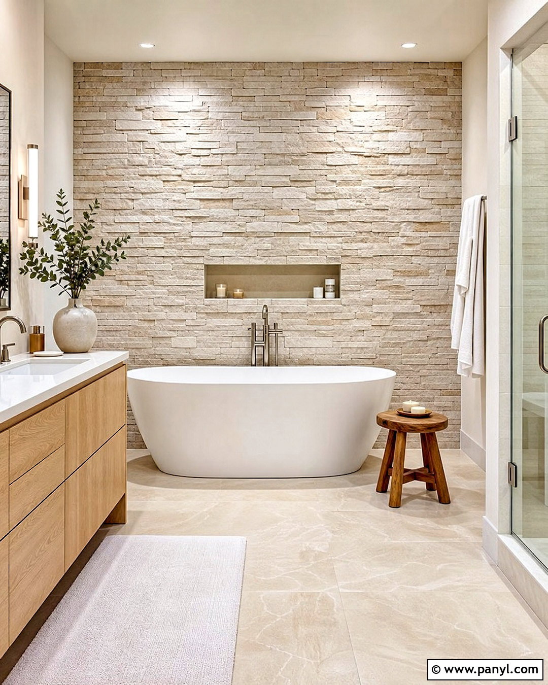 Stone Ledge Bathroom Feature Wall - 20 bathroom feature wall ideas