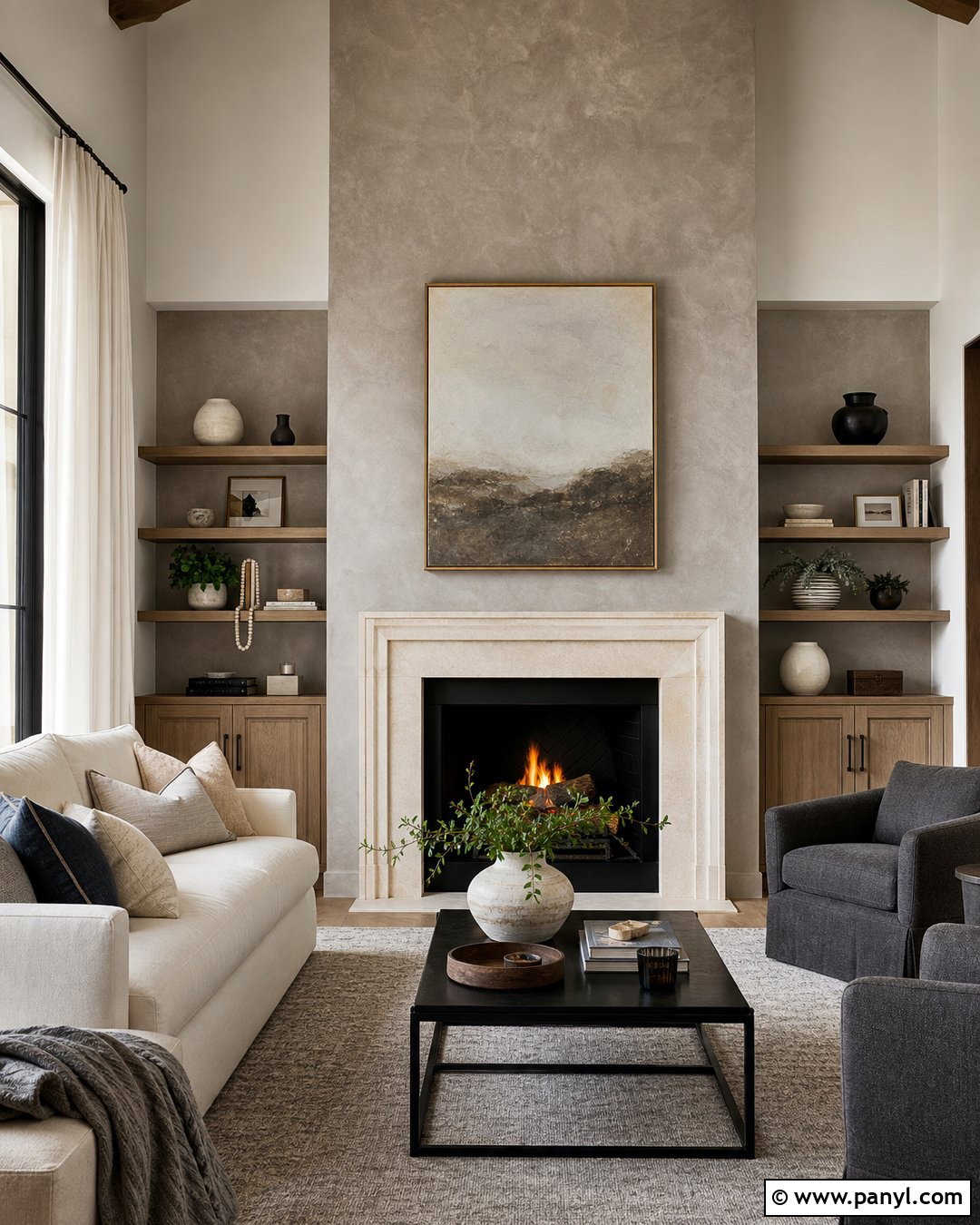 Stone Limewash Fireplace Wall - 50 Limewash Walls