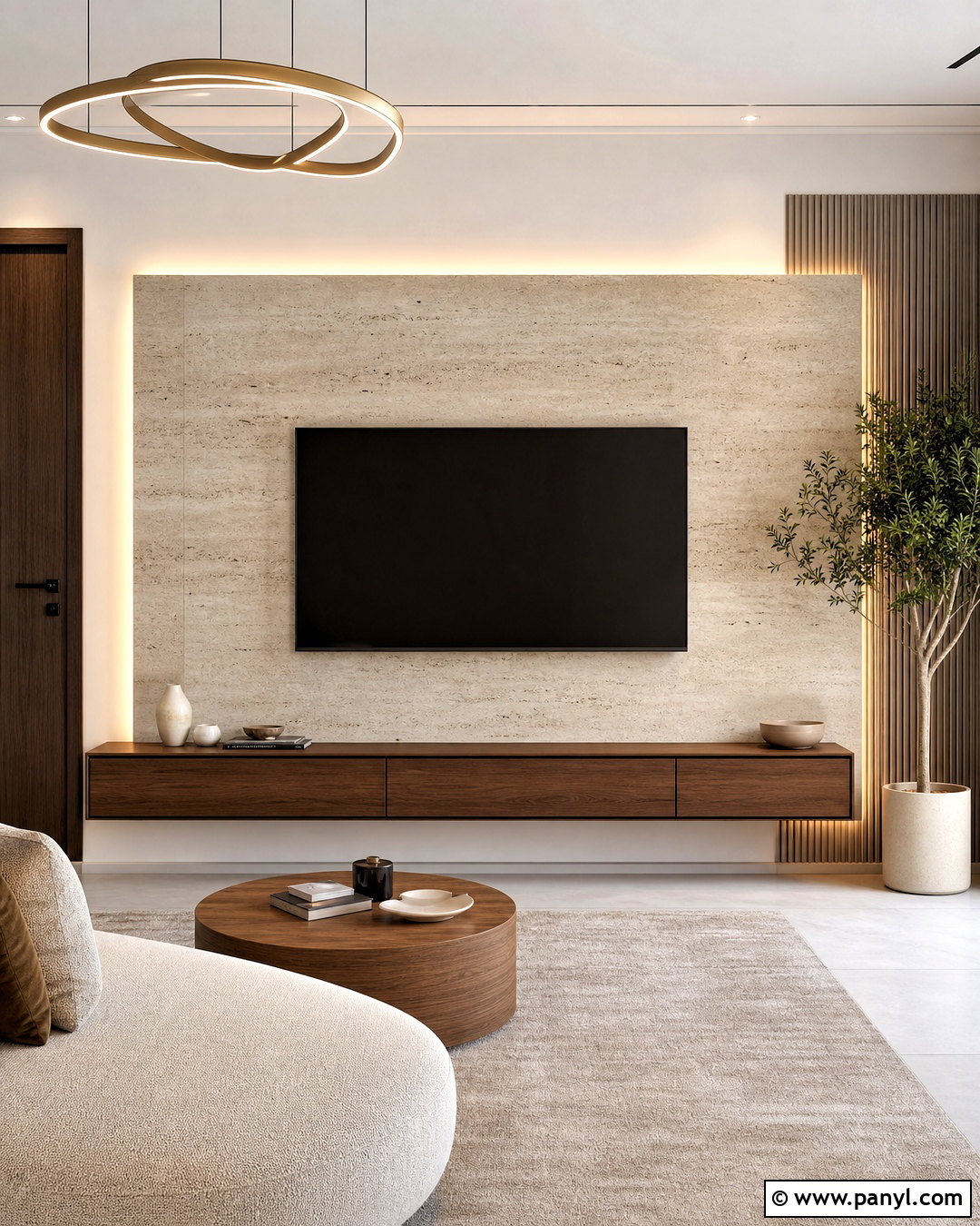 Stone Panel TV Wall - 20 simple tv wall design ideas