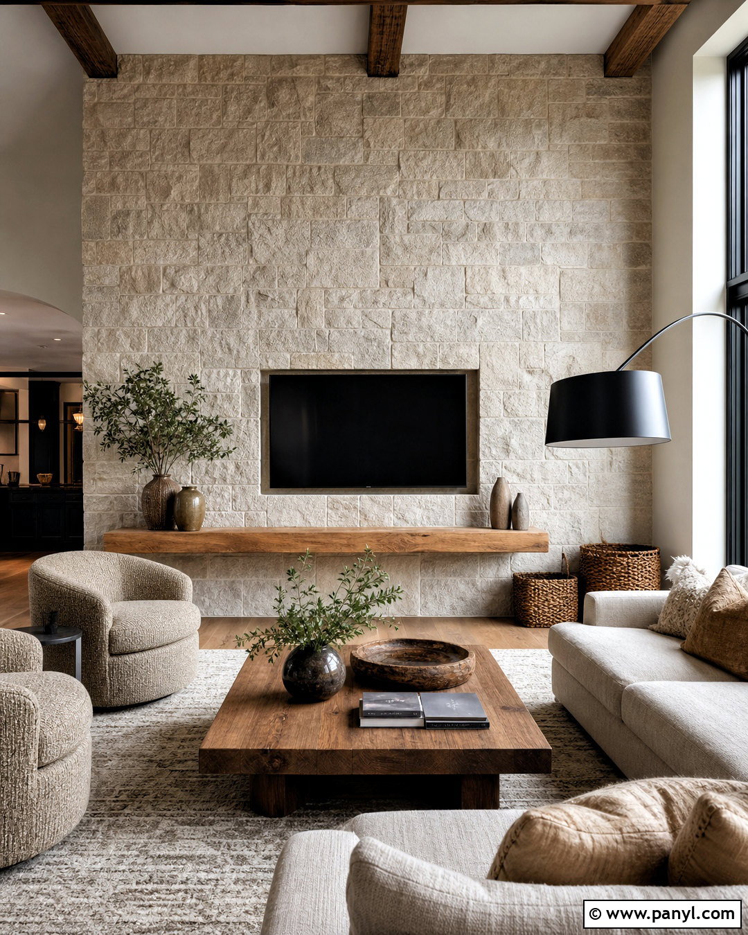 Stone TV Accent Wall - 20 accent walls in living room with tv ideas