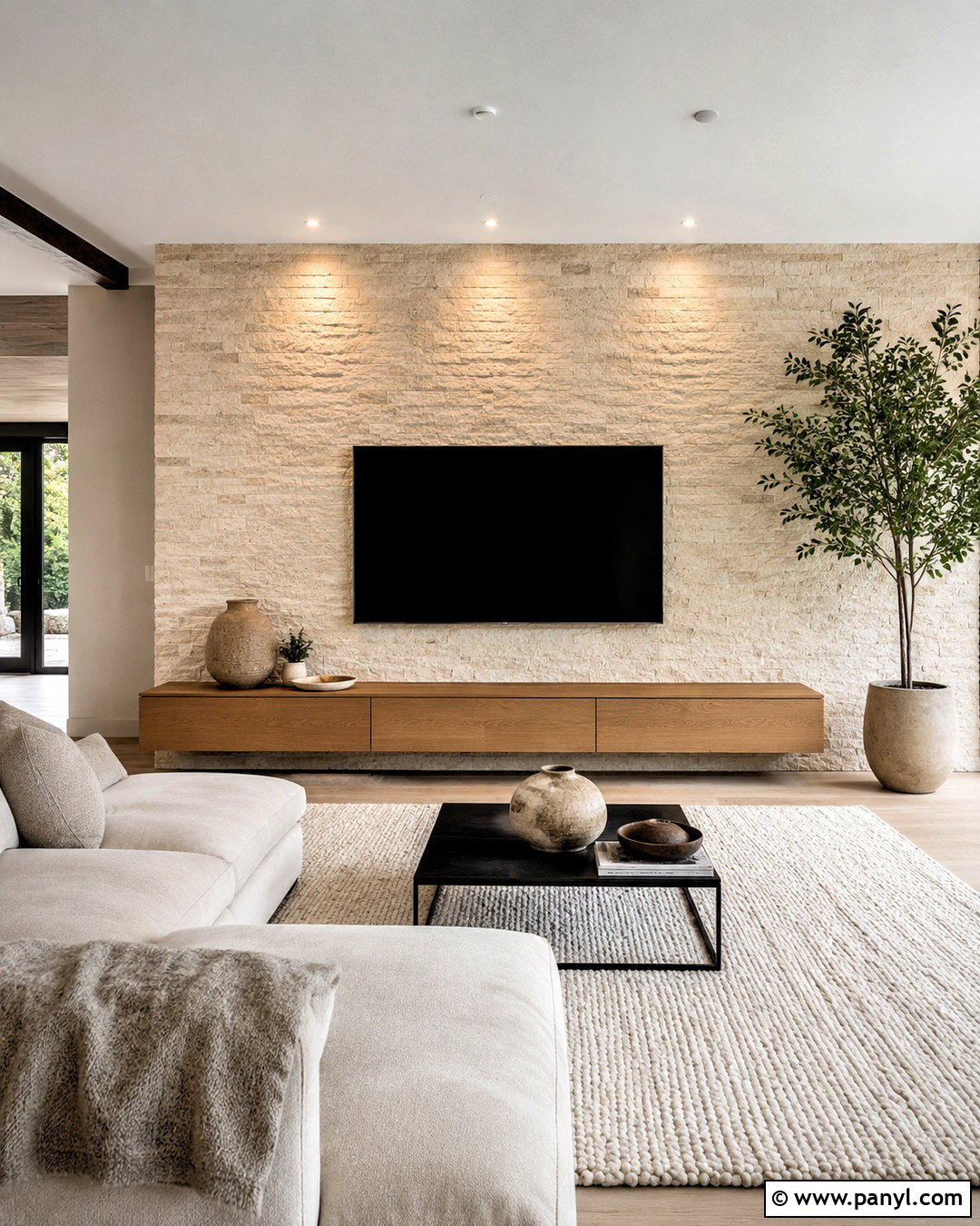 Stone TV Wall - 20 living room inspiration tv wall ideas