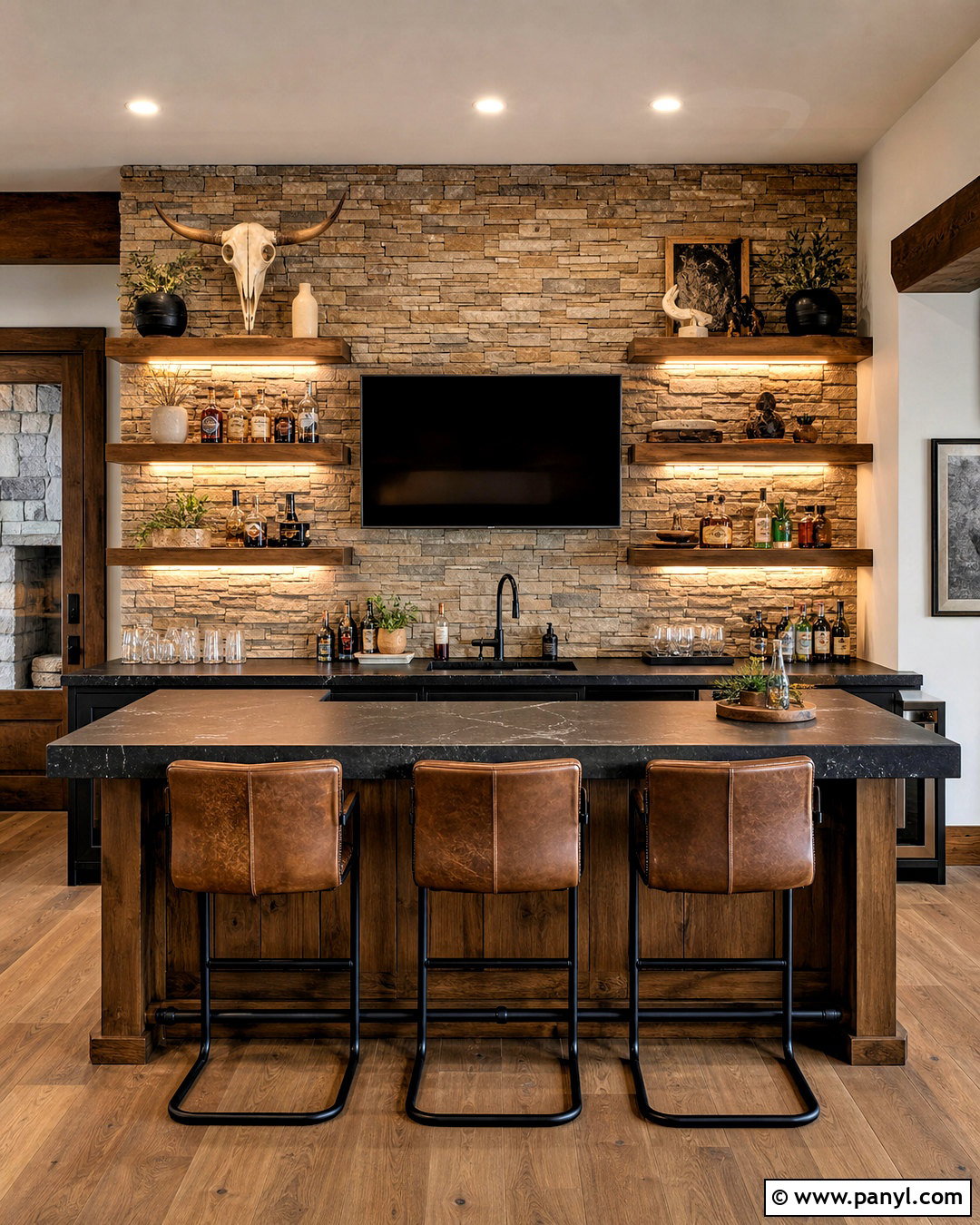 Stone Veneer Bar Wall - 20 behind bar wall ideas