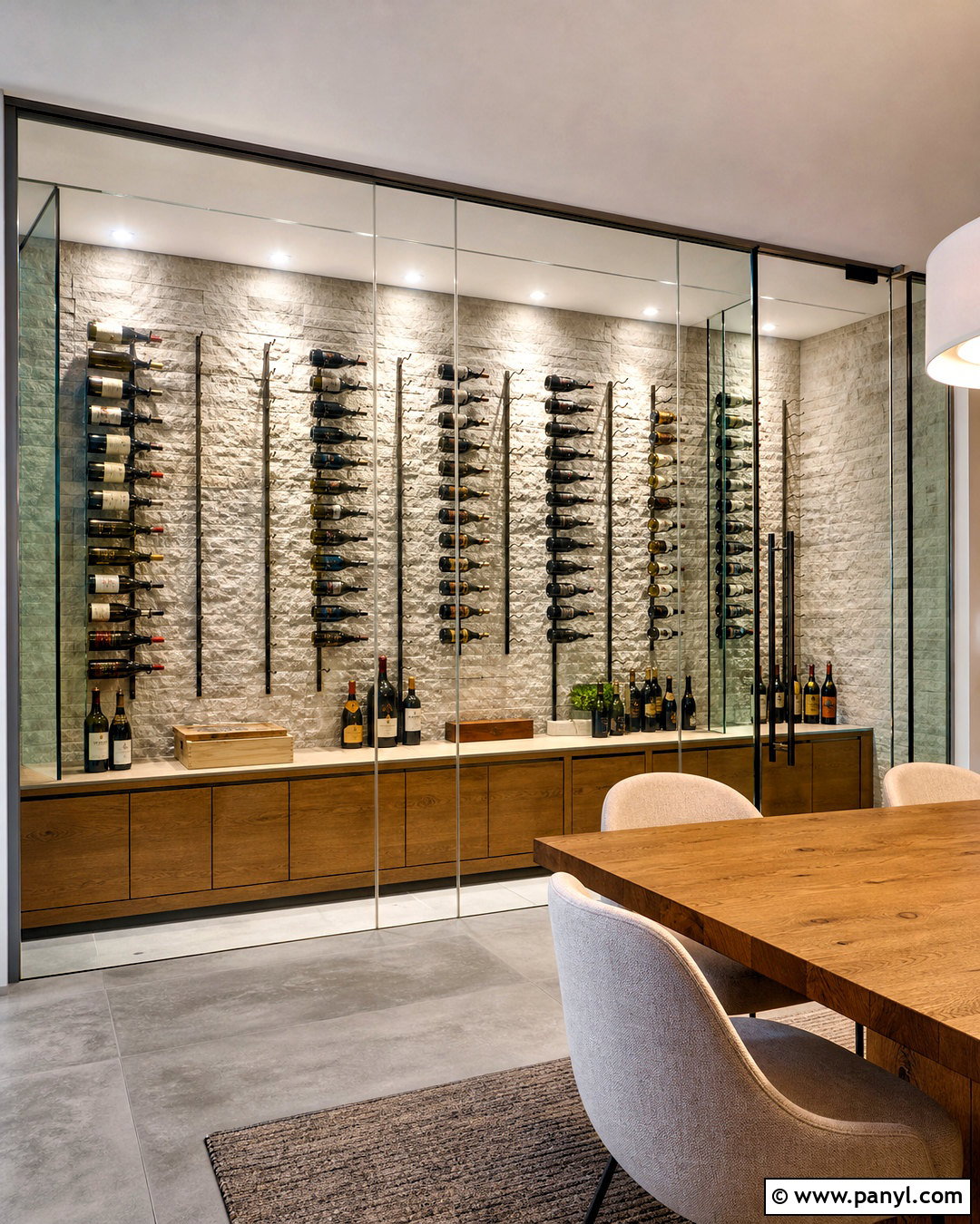 Stone Wall Frameless Wine Cellar - 20 frameless wine cellar ideas