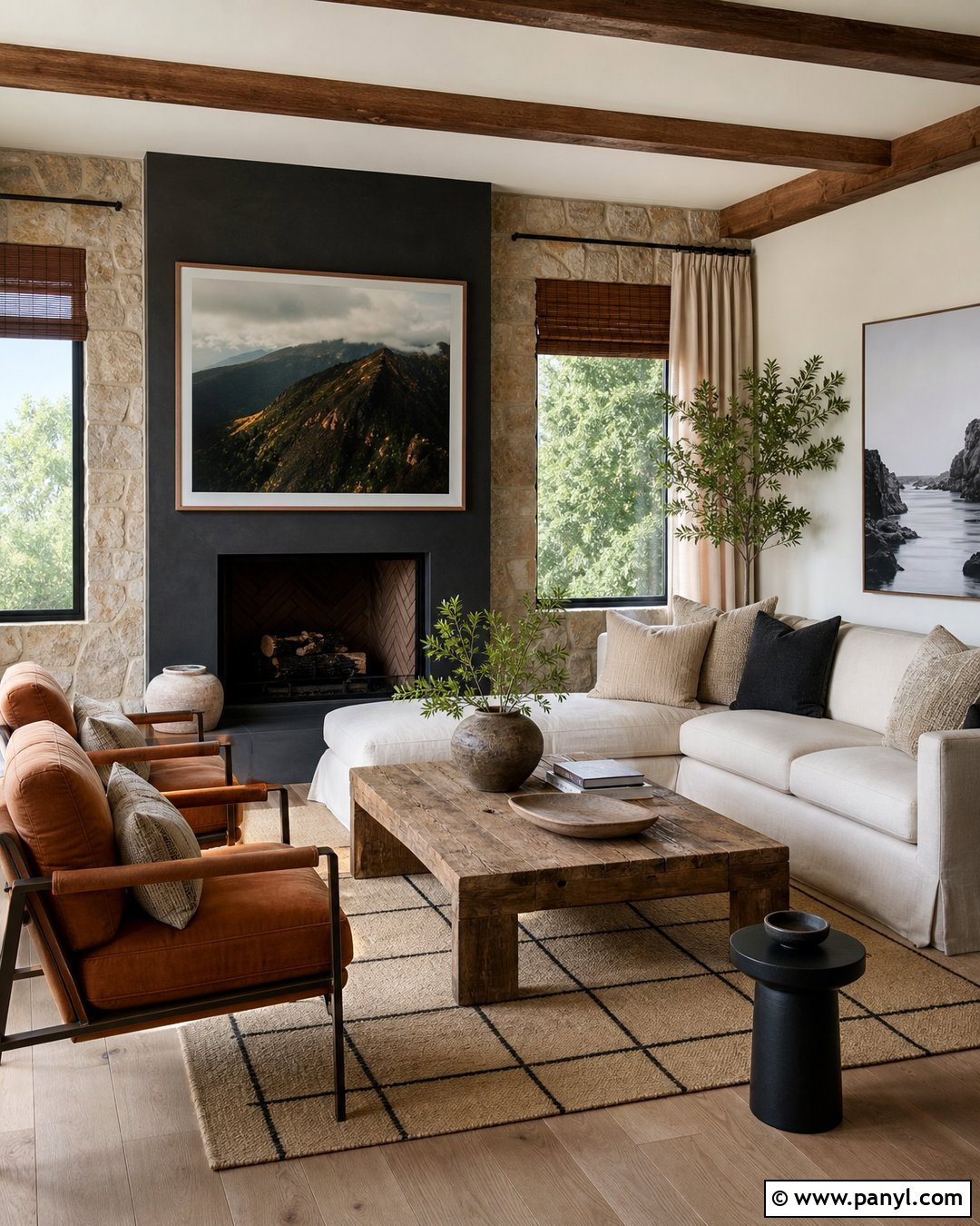 Stone Walls With Orange Accent Chairs - 20 Neutral Wall Color With Orange Furniture Ideas