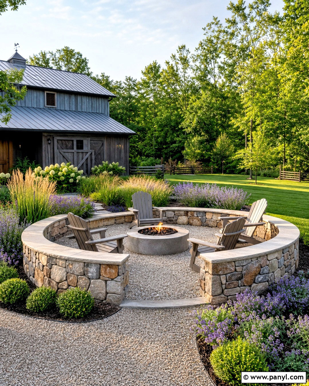 Stone Yard Wall With Built-In Seating - 20 yard wall design ideas