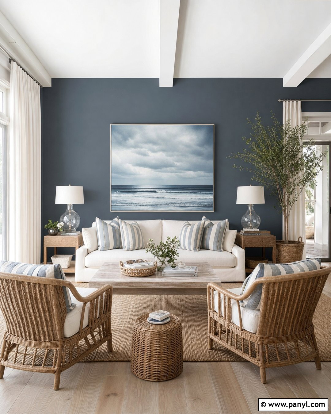 Storm Cloud Coastal Living Room - 20 Sherwin Williams Storm Cloud Accent Wall Ideas
