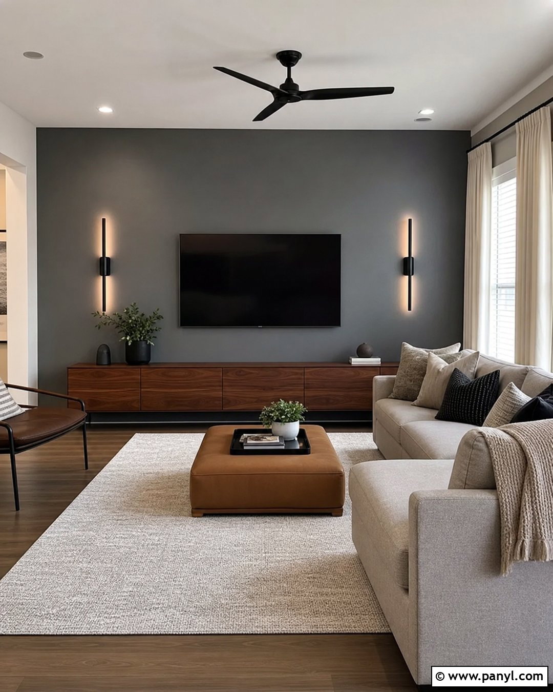 Storm Cloud TV Wall - 20 Sherwin Williams Storm Cloud Accent Wall Ideas