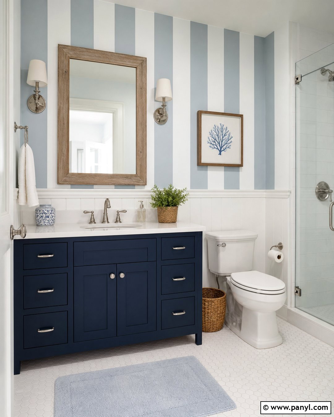 Striped Bathroom Walls - 25 Painted Walls Bathroom Ideas