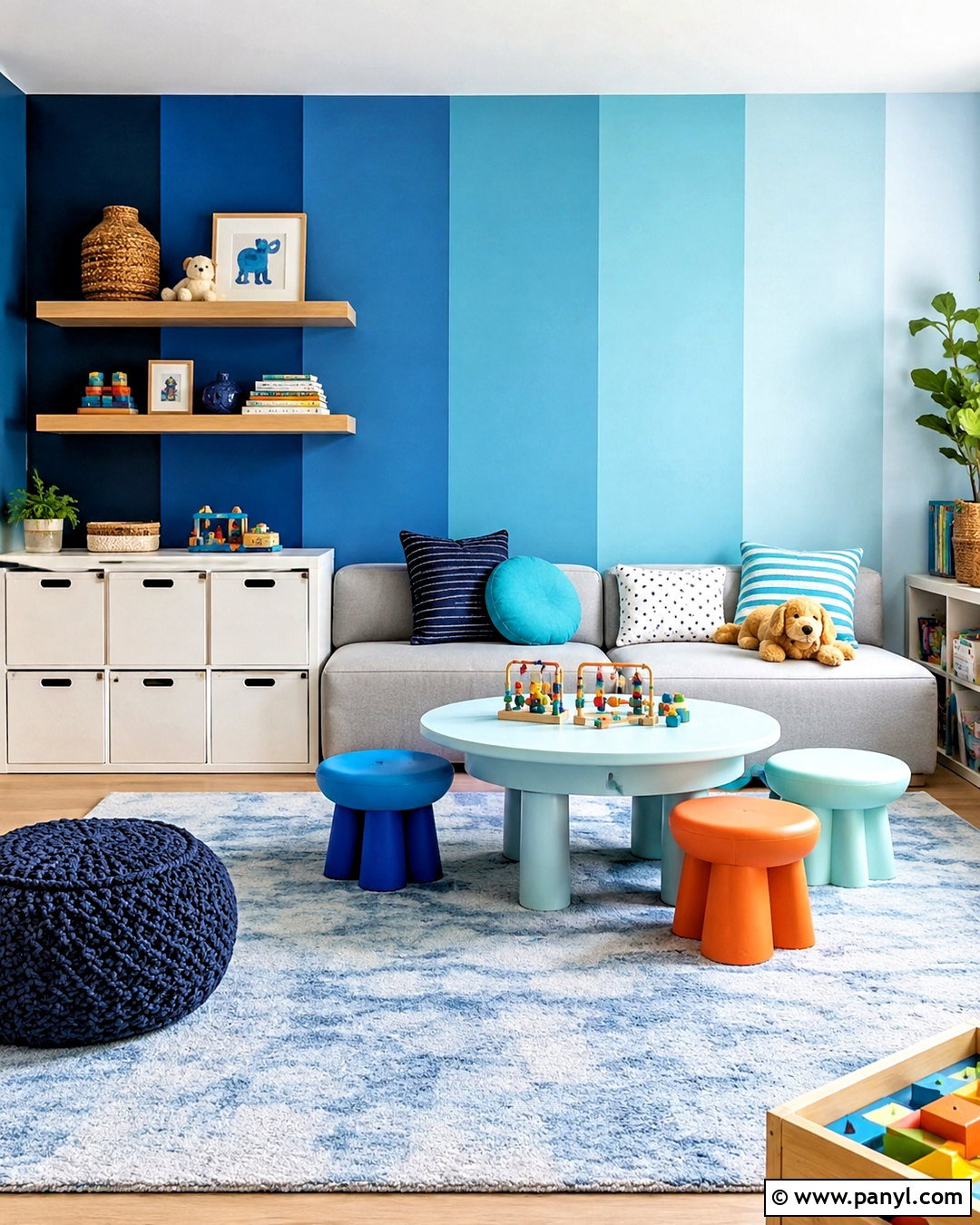 Striped Blue Ombre Wallpaper Playroom - 20 blue ombre wallpaper ideas