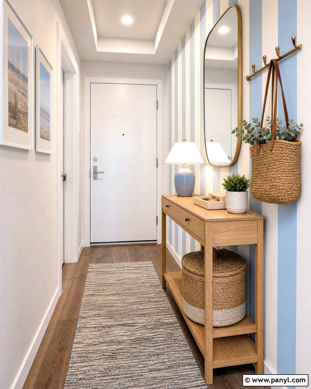 Striped Entryway Accent Wall - 20 apartment accent wall ideas
