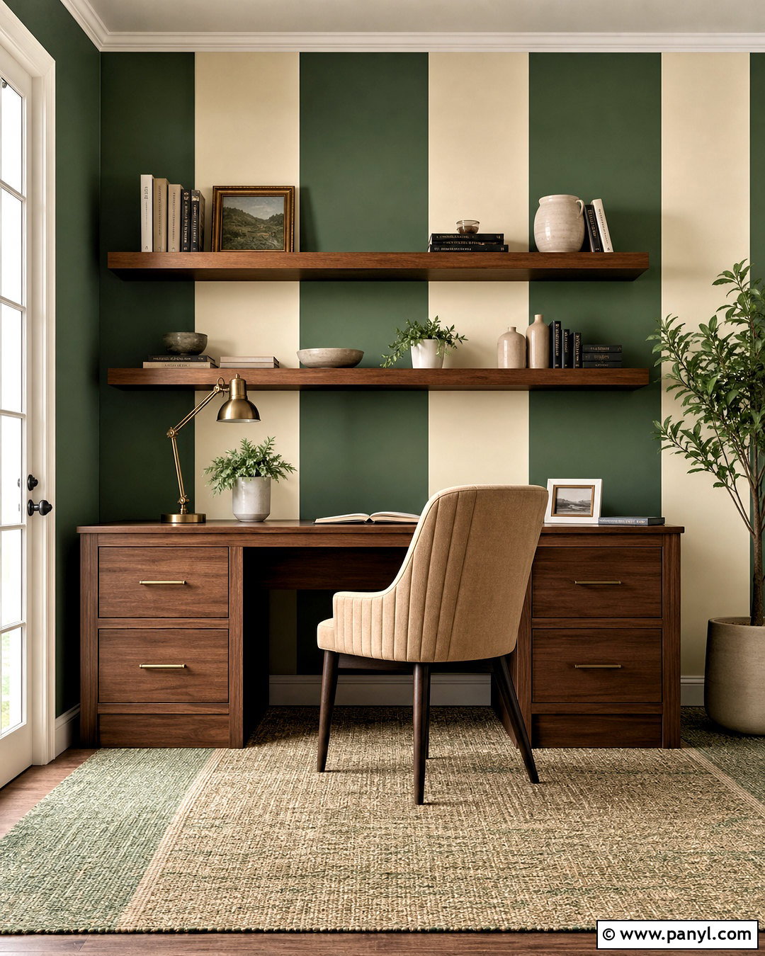 Striped Home Office Wall Painting - 20 room wall painting ideas aesthetic ideas
