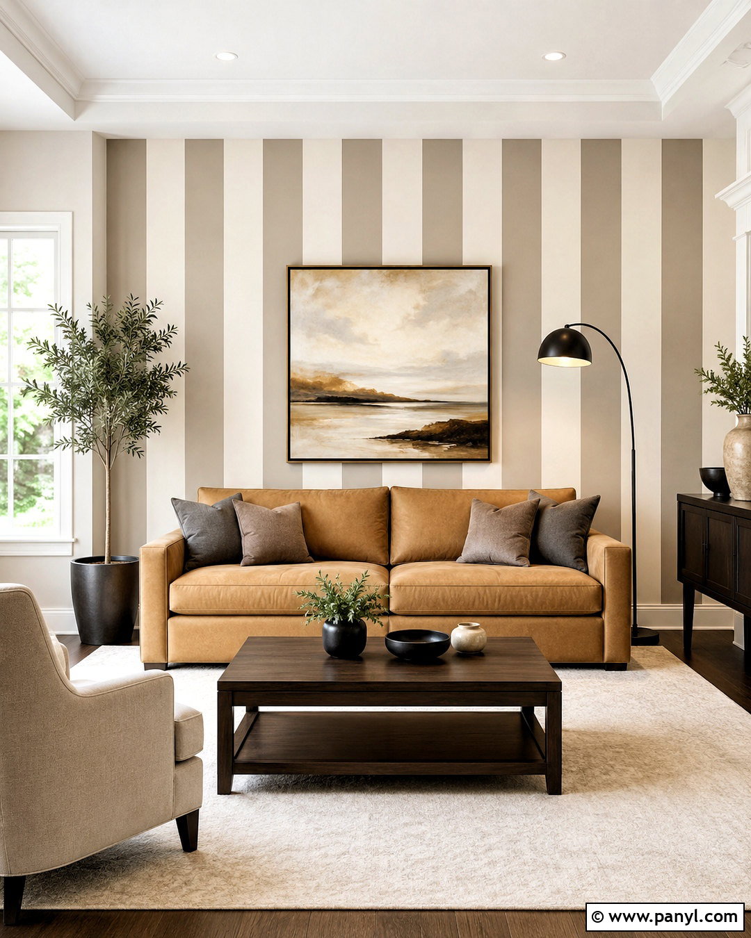 Striped Living Hall Wall Painting - 20 living hall wall painting ideas