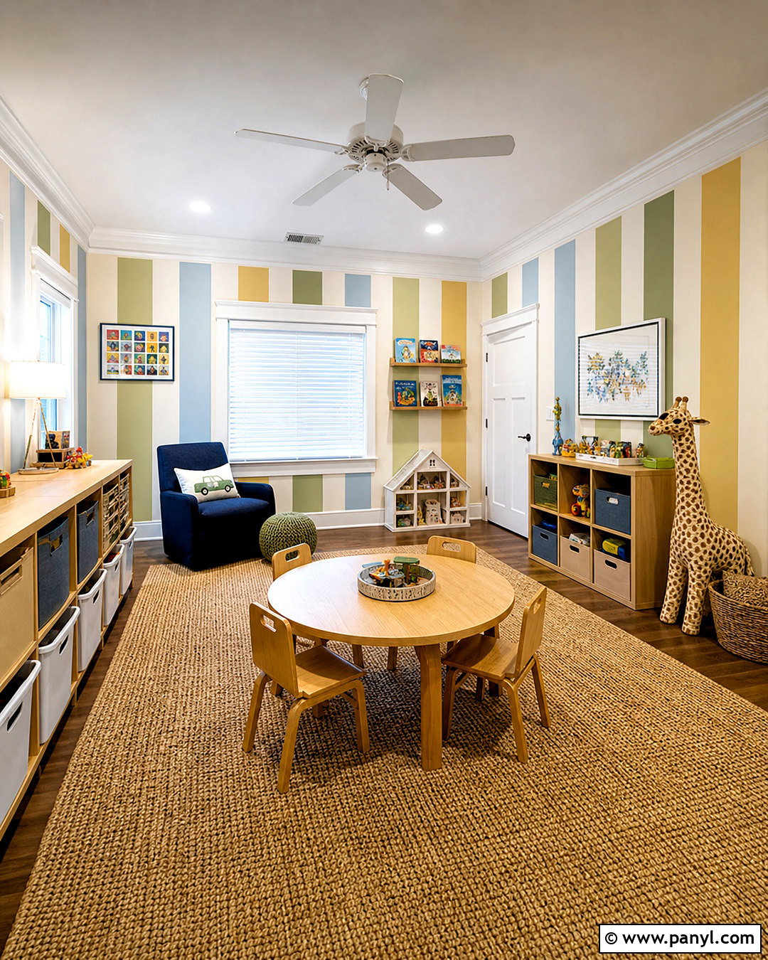Striped Playroom Walls - 20 kids playroom paint ideas