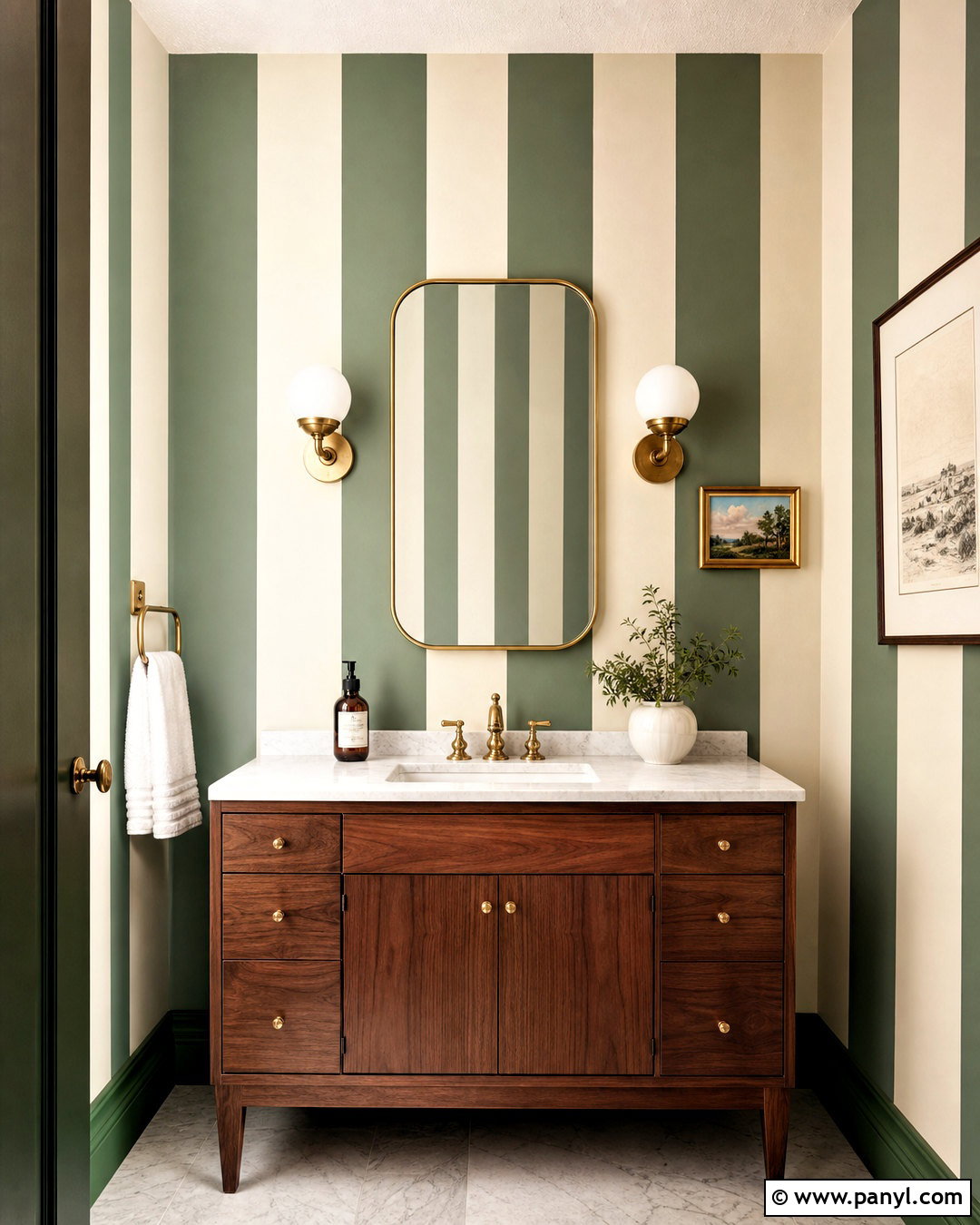 Striped Powder Room Walls - 20 room ideas paint walls