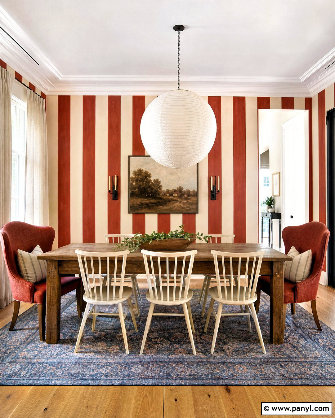 Striped Red Wallpaper Dining Room - 20 funky red wallpaper ideas
