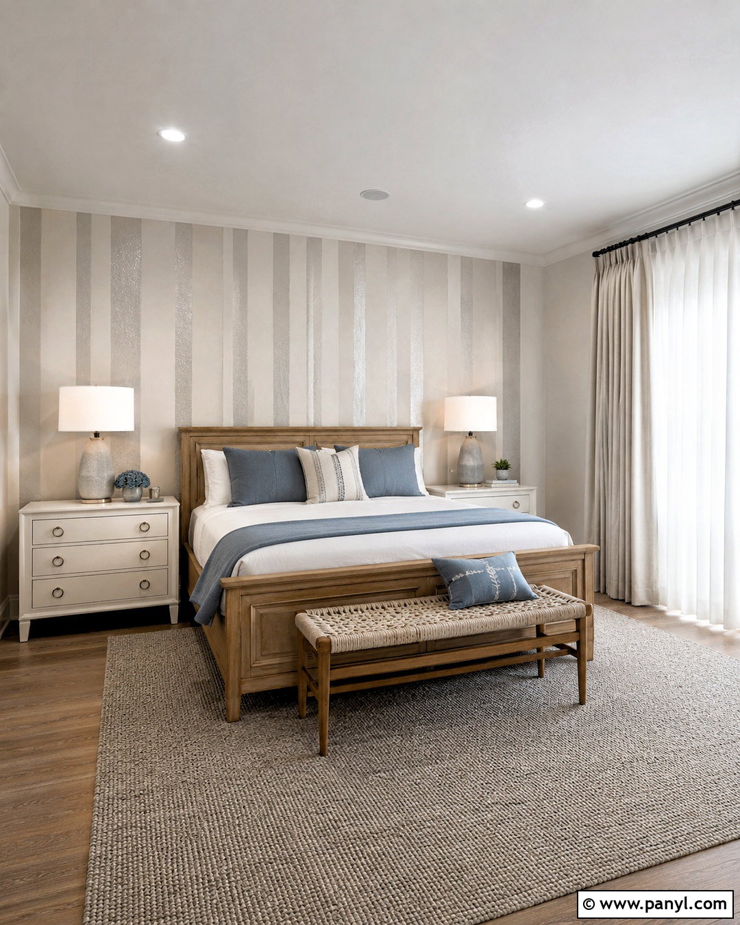 Striped Silver Shimmer Wall - 35 silver shimmer wall ideas