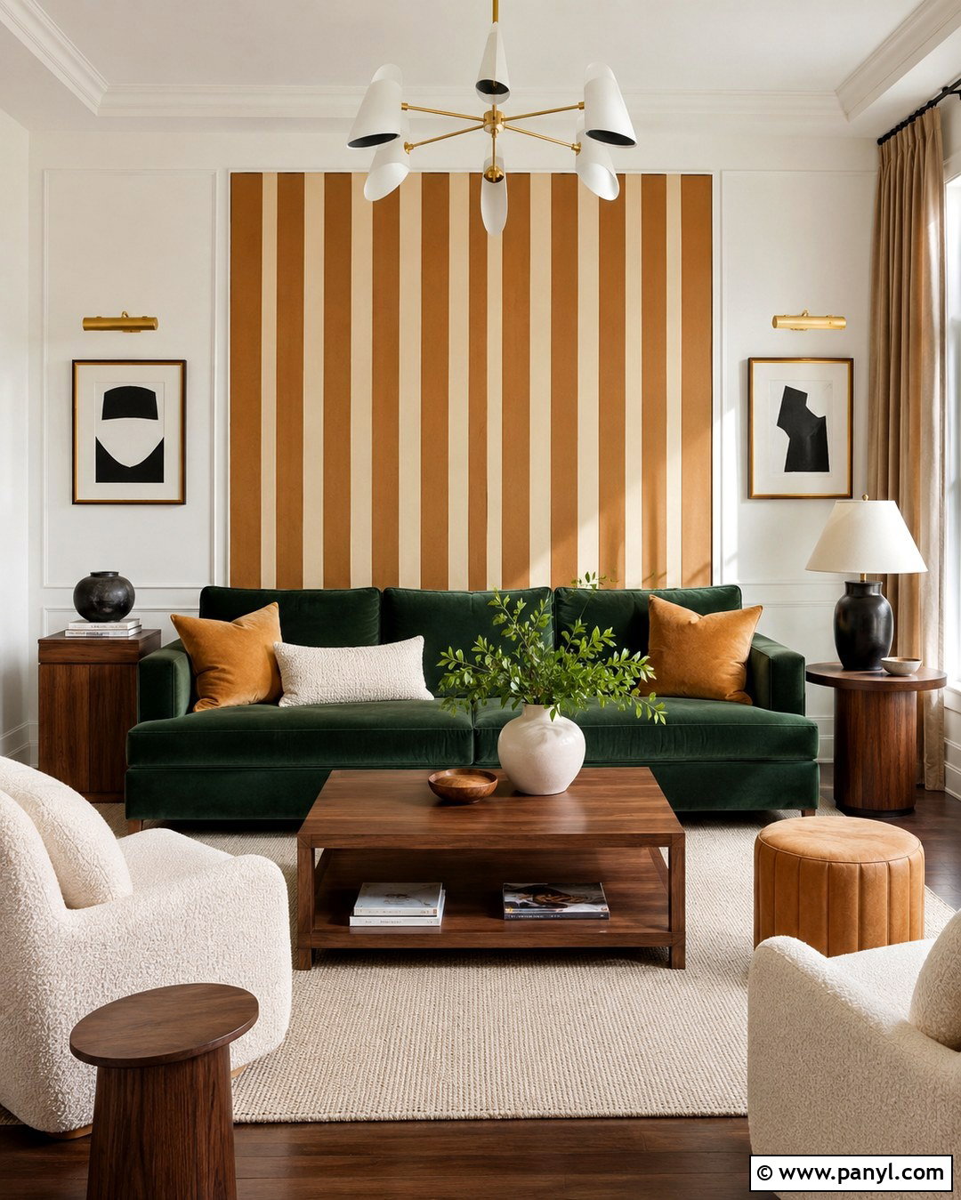 Striped Wall Panel Behind Sofa - 20 Stripe On Wall Ideas