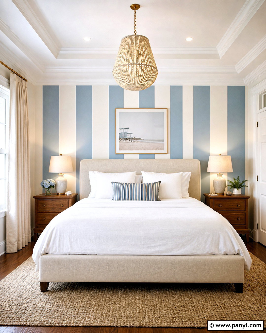 Striped Wallpaper Bedroom Wall - 20 statement wall bedroom ideas