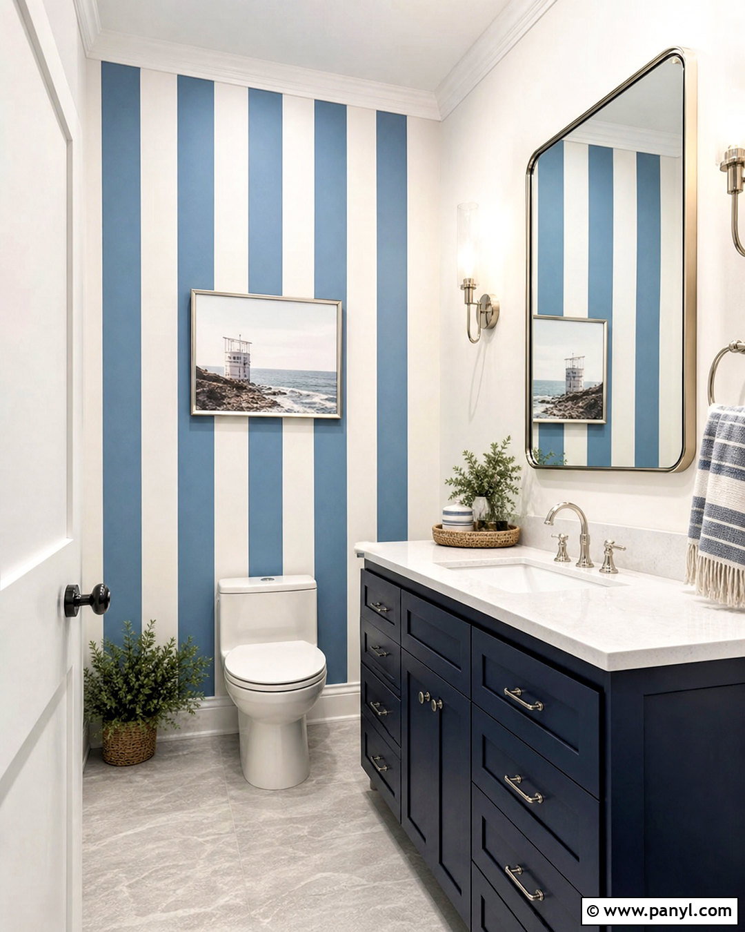 Striped Wallpaper Half Bath Accent Wall - 20 half bath accent wall ideas